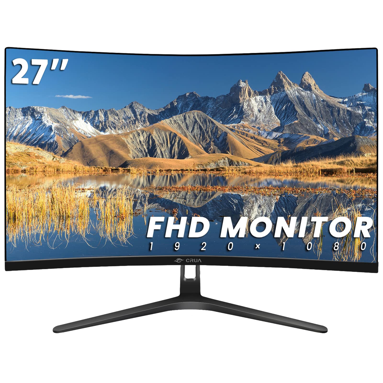 Crua 27 Curved Monitor, Fhd(1920X1080P) Va Panel, 100Hz, 120% Srgb Professional Computer Monitor, Narrow Bezels On Three Sides,