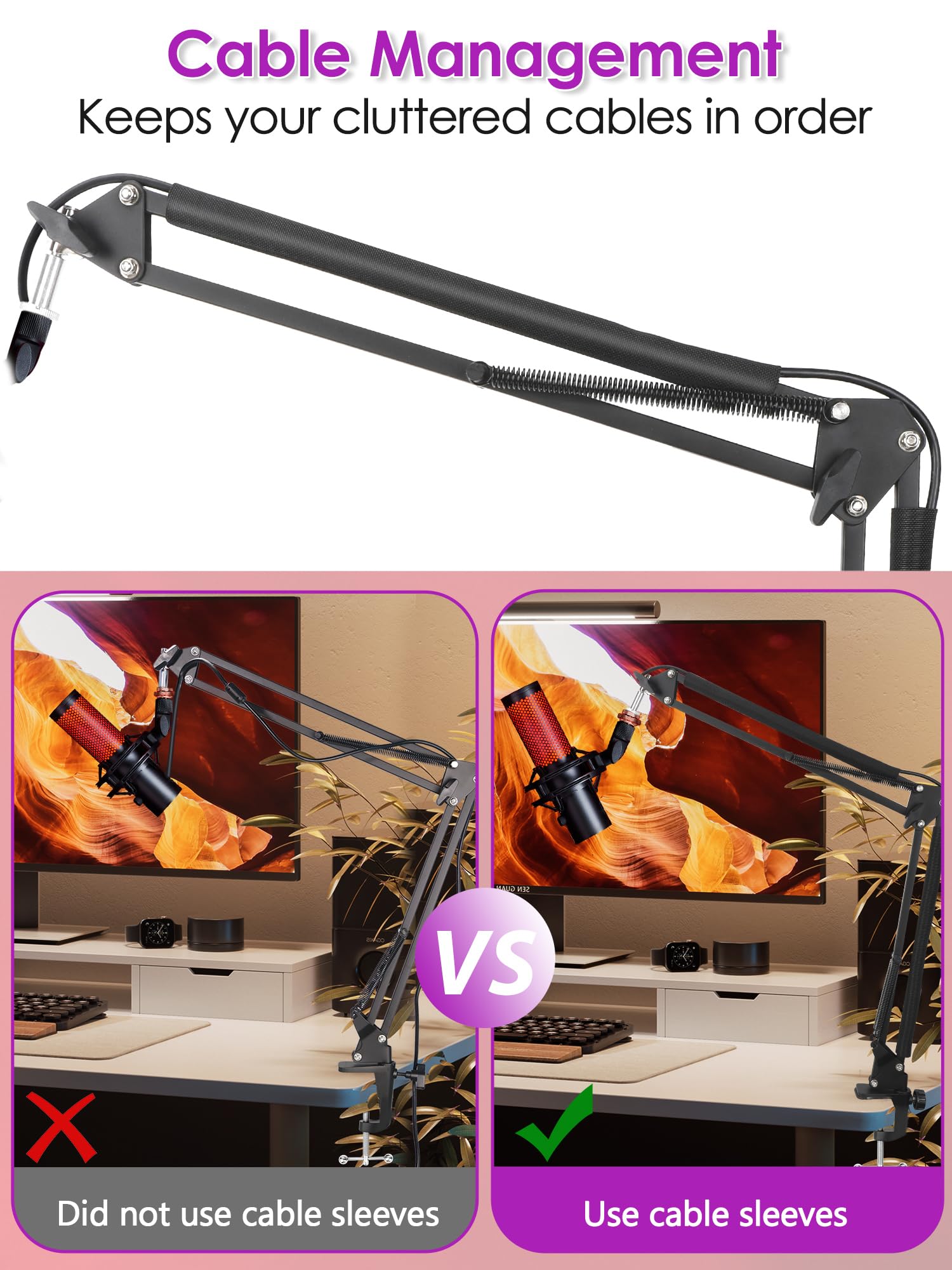 For Elgato Wave 3 Boom Arm, Mic Stand Compatible With Elgato Wave 3 Razer Seiren X Shure Sm7B Mv7 Hyperx Quadcast S Solocast At2