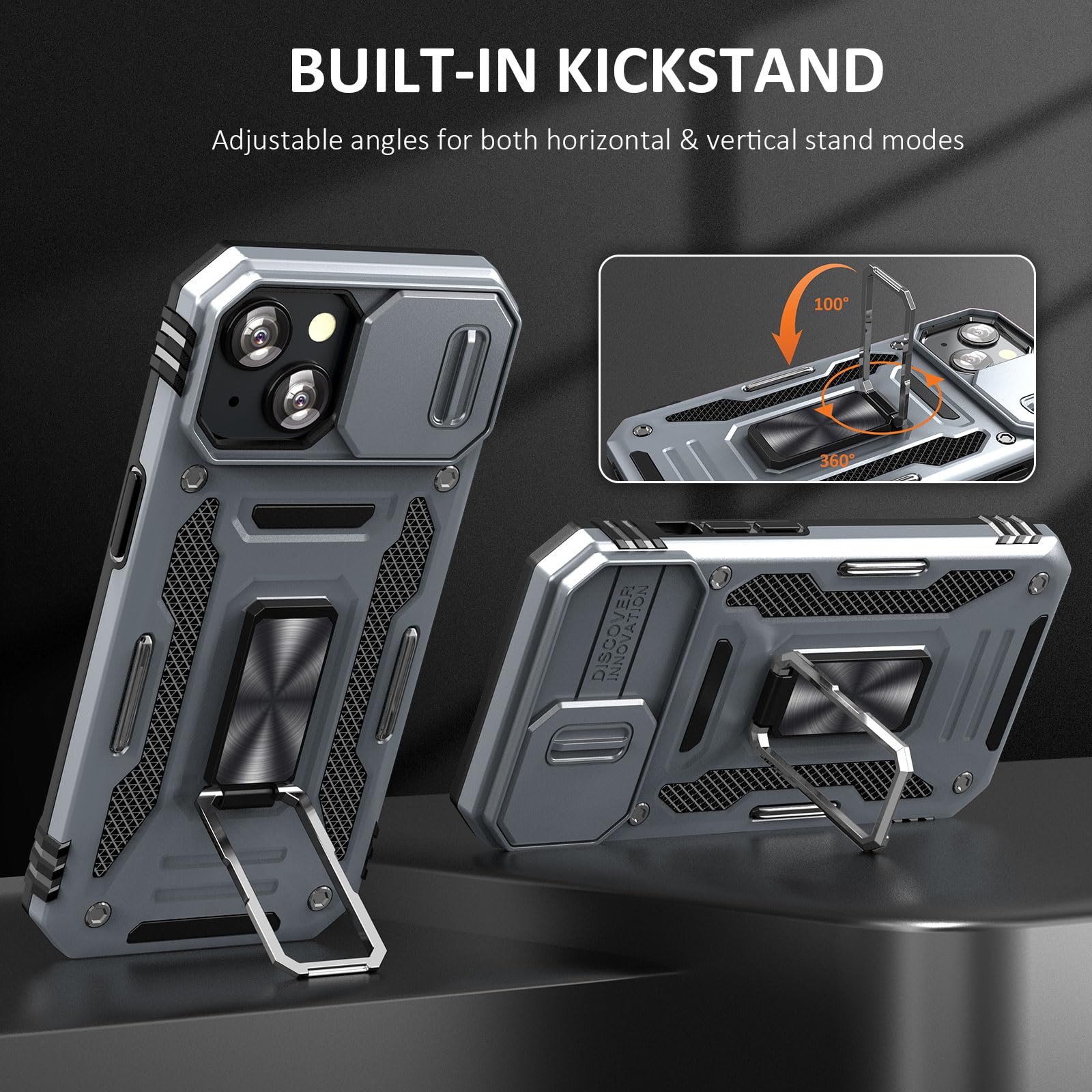 Sefing Phone Case For 15 Iphone Case Iphone 15 Phone Case With Kickstand Ring Holder, With Camera Cover, With Magnet Car Mount F