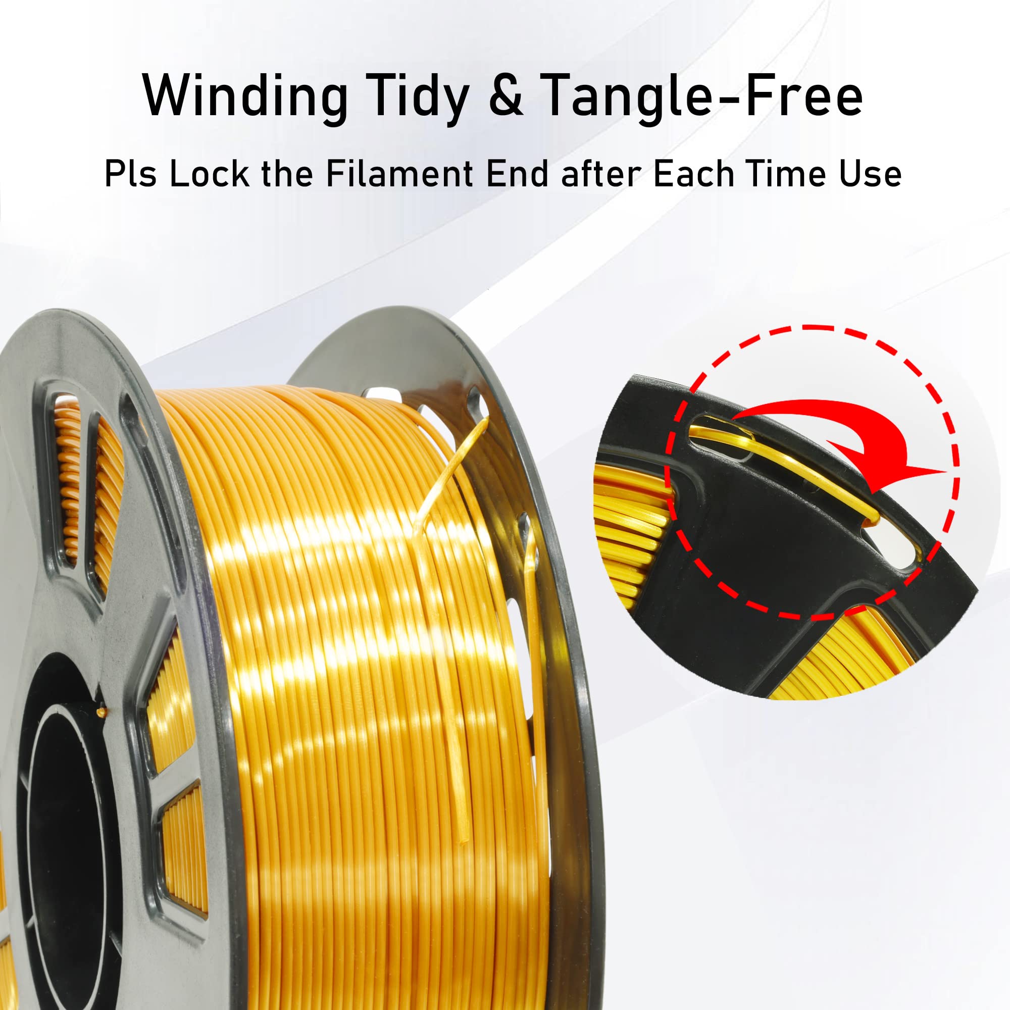 Mika3D Silk Shiny Pla Gold 3D Printing Filament, 1Kg 2.2Lbs 1.75Mm 3D Print Material, High Diameter Control Neatly Wound Silk Pl