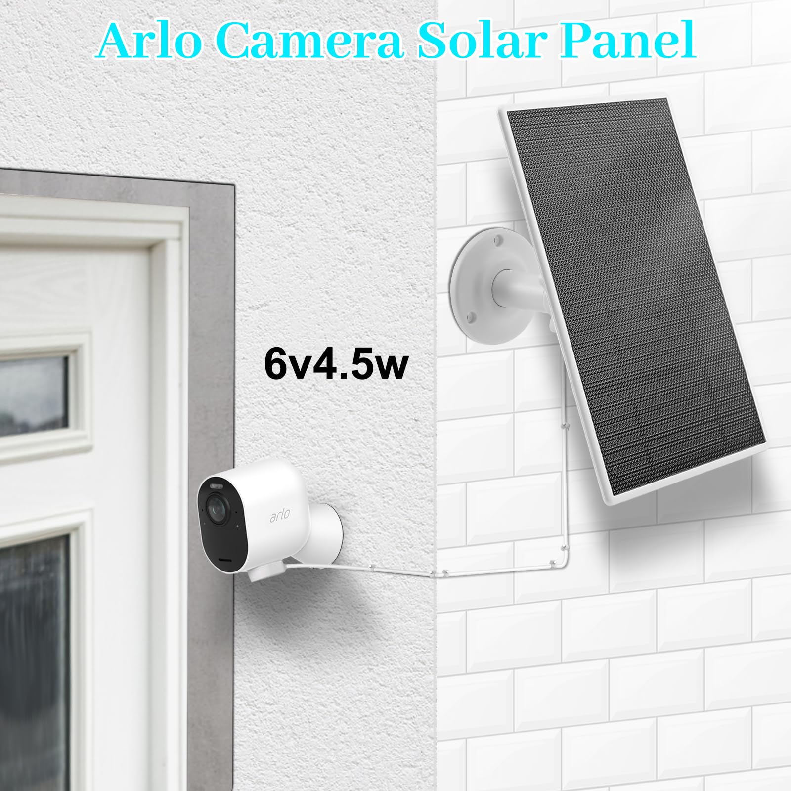 Solar Panel Charger For Arlo Camera, Power Compatible With Pro 4, Arlo Pro 5S, Pro 3, Ultra 2, And Ultra Cameras, 13Ft/4M Cable,