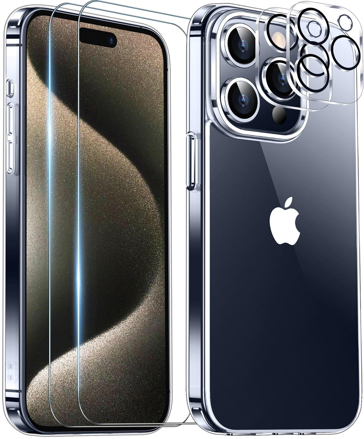 Red2Fire New Designed For Iphone 15 Pro Max Case Clear, [Clear & Non Yellowing][2Pcs Tempered Glass Camera Protector & Screen Pr