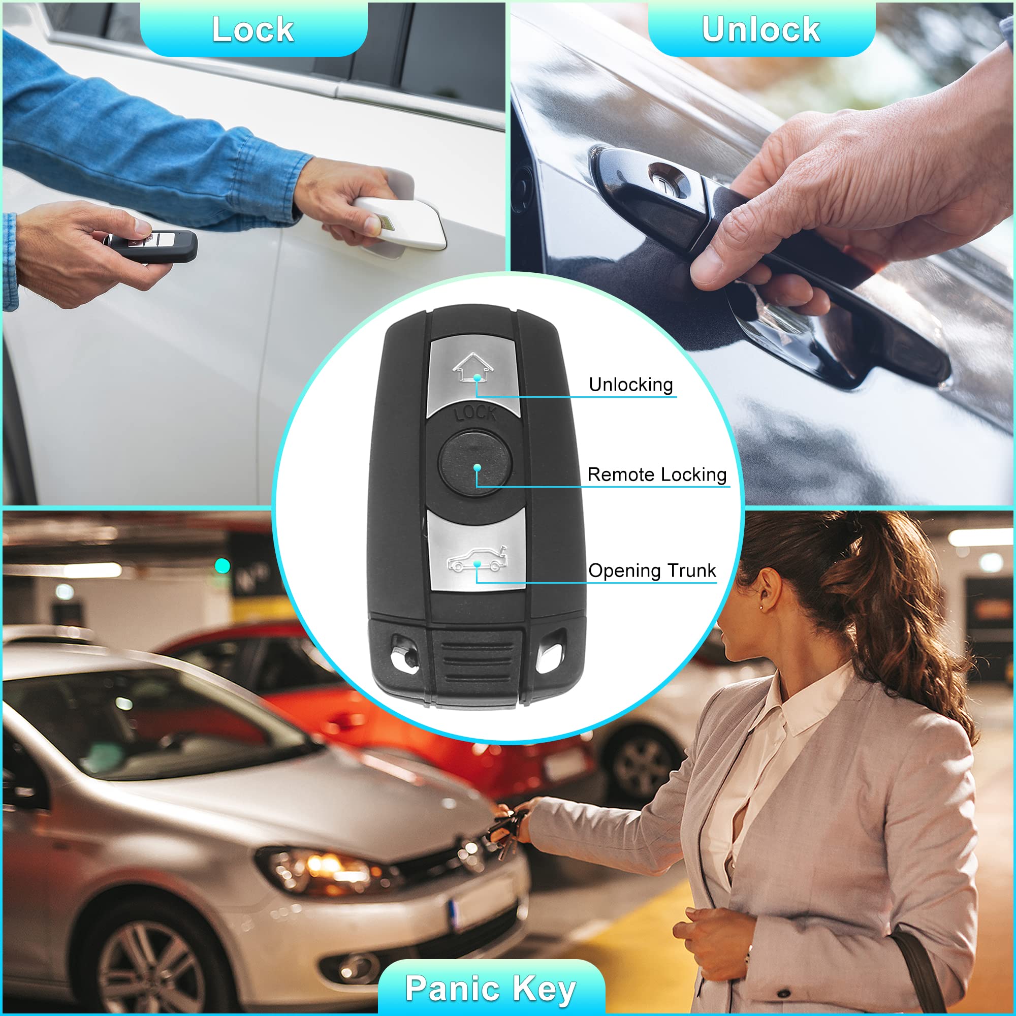 X Autohaux 2Pcs 315Mhz Kr55Wk49127 Replacement Smart Proximity Keyless Entry Remote Car Key Fob For Bmw 1 3 5 6 Series 2006-2014