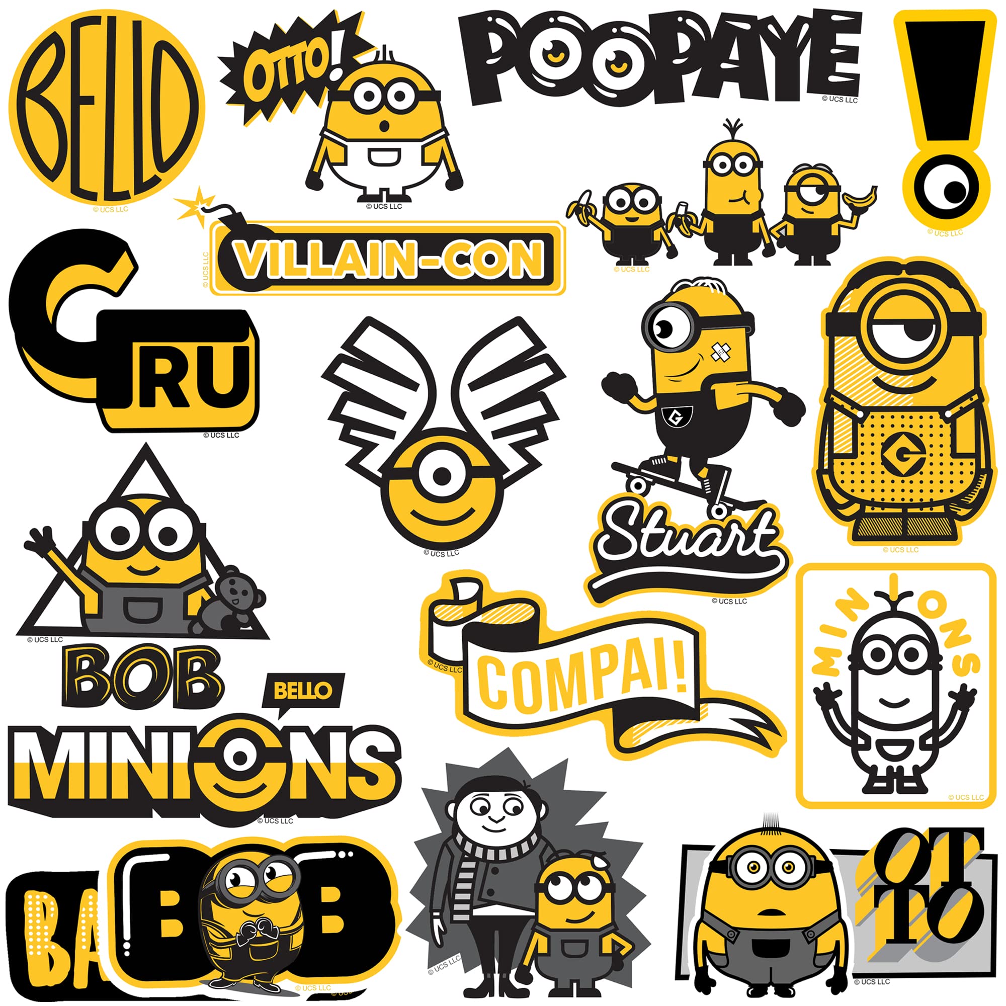 Minions 50Ct Vinyl Large Deluxe Stickers Variety Pack   Laptop, Water Bottle, Scrapbooking, Tablet, Skateboard, Indoor/Outdoor