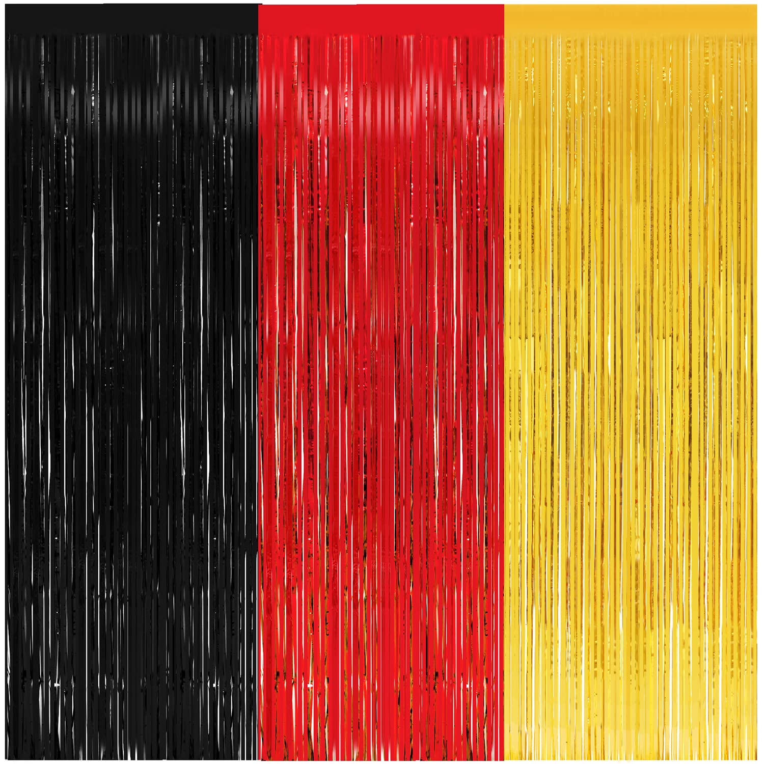 3 Pack Foil Curtains 8X9.84 Ft Red Gold And Black Fringe Metallic Backdrop Curtain For Mouse Themed Baby Shower Birthday Nursery