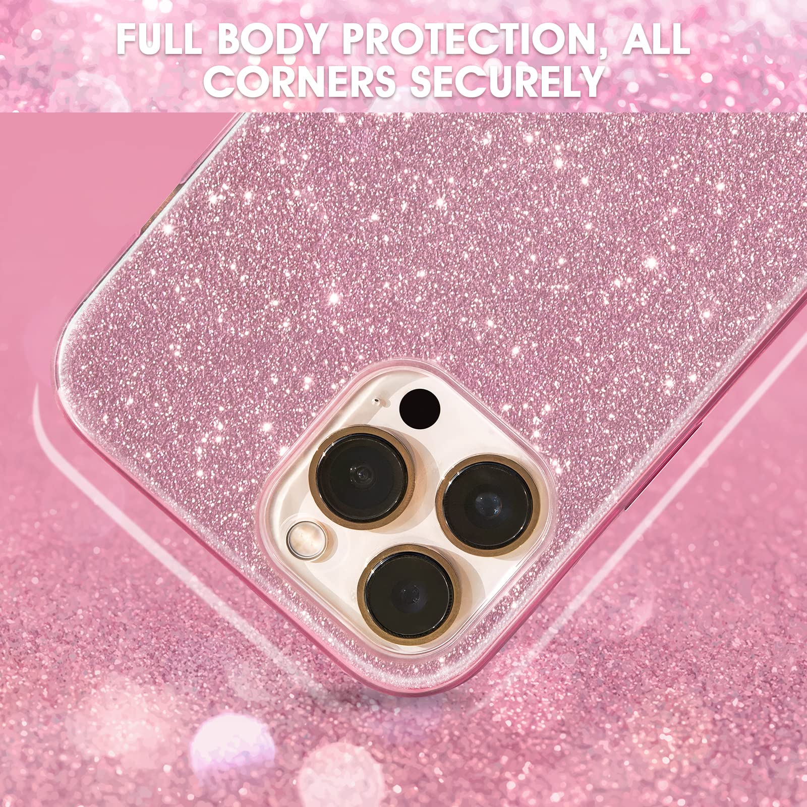 Milprox Compatible With Iphone 13 Pro Max Case (2021), Glitter Sparkly Shiny Bling Rubber Gel Shell Cases 3 Layers Shockproof Pr