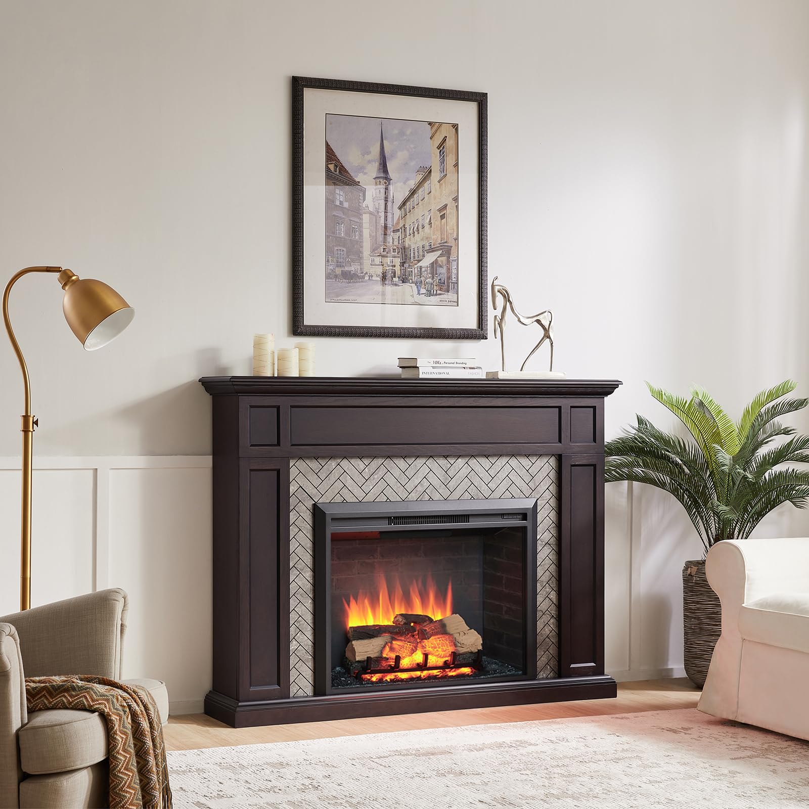 Legendflame Carl 35 W Electric Fireplace Insert (Ef264), Fireplace Heater 750/1500W, Fire Crackling Sound, Remote Control