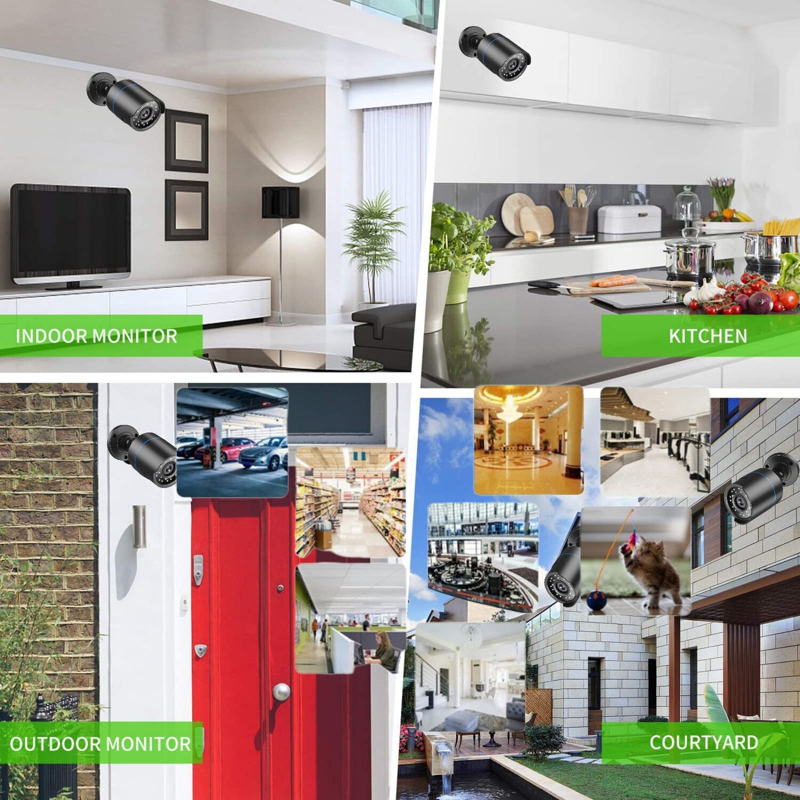 3000Tvl Home Security System Surveillance Dvr Camera Kits, 4Pcs Wired 5Mp Poe Ip Night Vision Cameras Set With Ai Motion Person