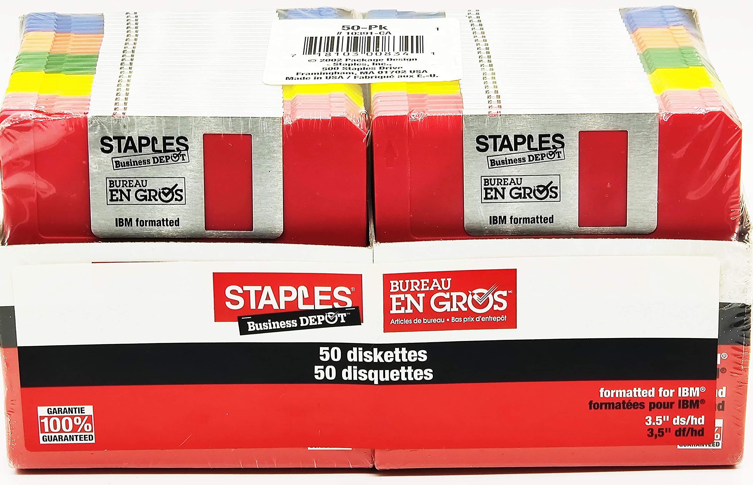 Staples 50/Pack 3.5 In. 1.44Mb Multi-Colored Floppy Diskettes, Pc/Ibm Formatted