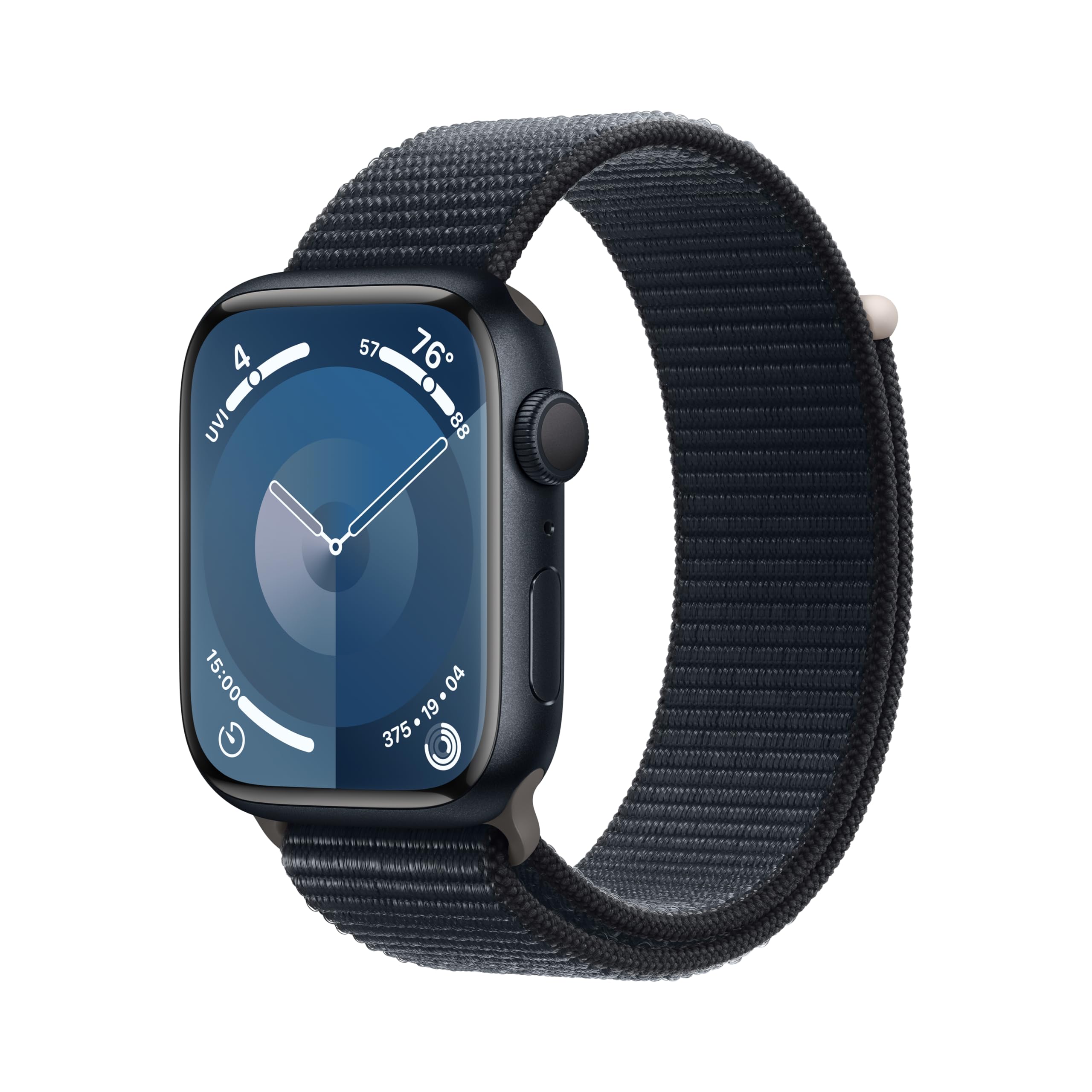 Apple Watch Series 9 [GPS 45mm] Smartwatch with Midnight Aluminum Case with Midnight Sport Loop One Size. Fitness Tracker, ECG A