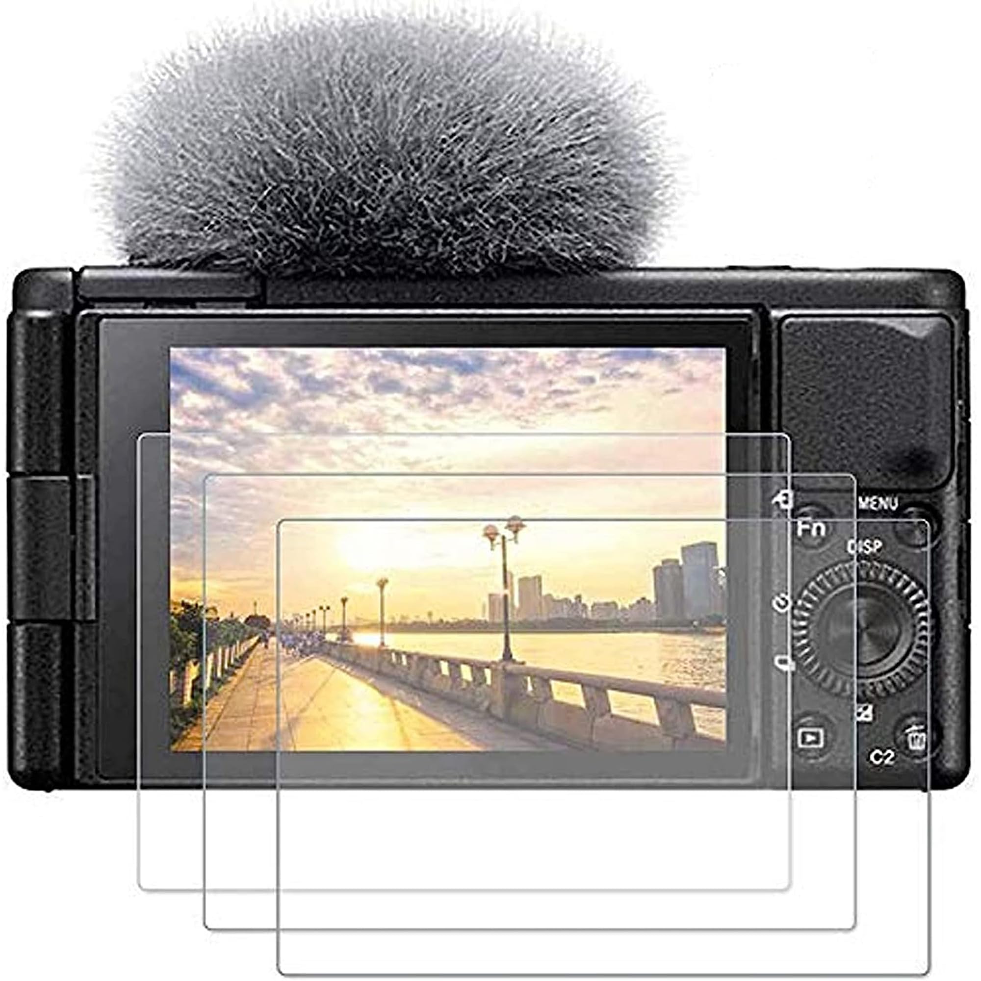 Pctc 3 Packs Tempered Glass Screen Protector Compatible For Sony Zv E10 Zv 1 Zv 1M2 Zv1M2 Zve10 Zv1 Zv 1F Zv1F Cover,0.3Mm 9H Ha