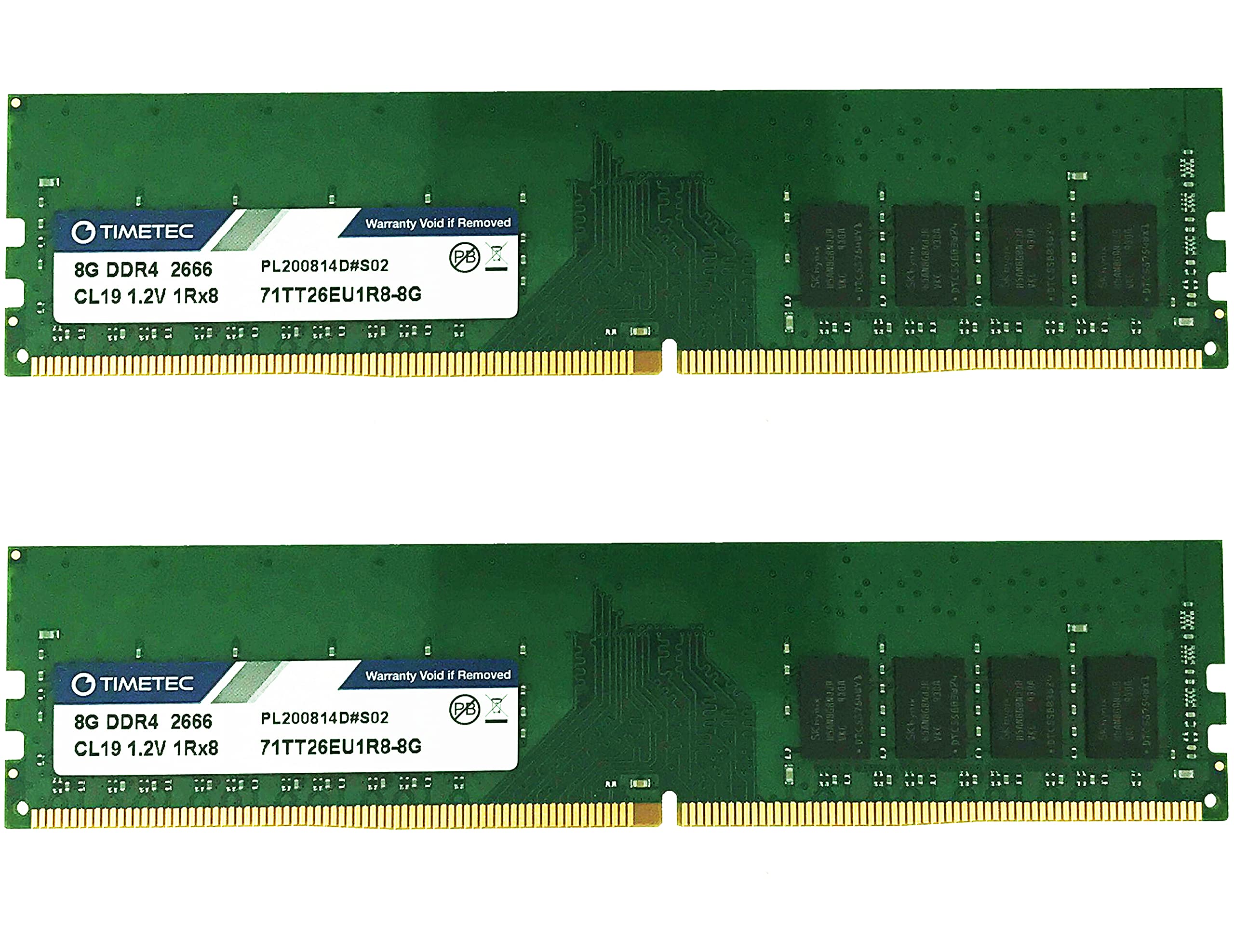 Timetec Hynix Ic 16Gb Kit (2X8Gb) Ddr4 2666Mhz Pc4 21300 Unbuffered Ecc 1.2V Cl19 1Rx8 Single Rank 288 Pin Udimm Server Memory R