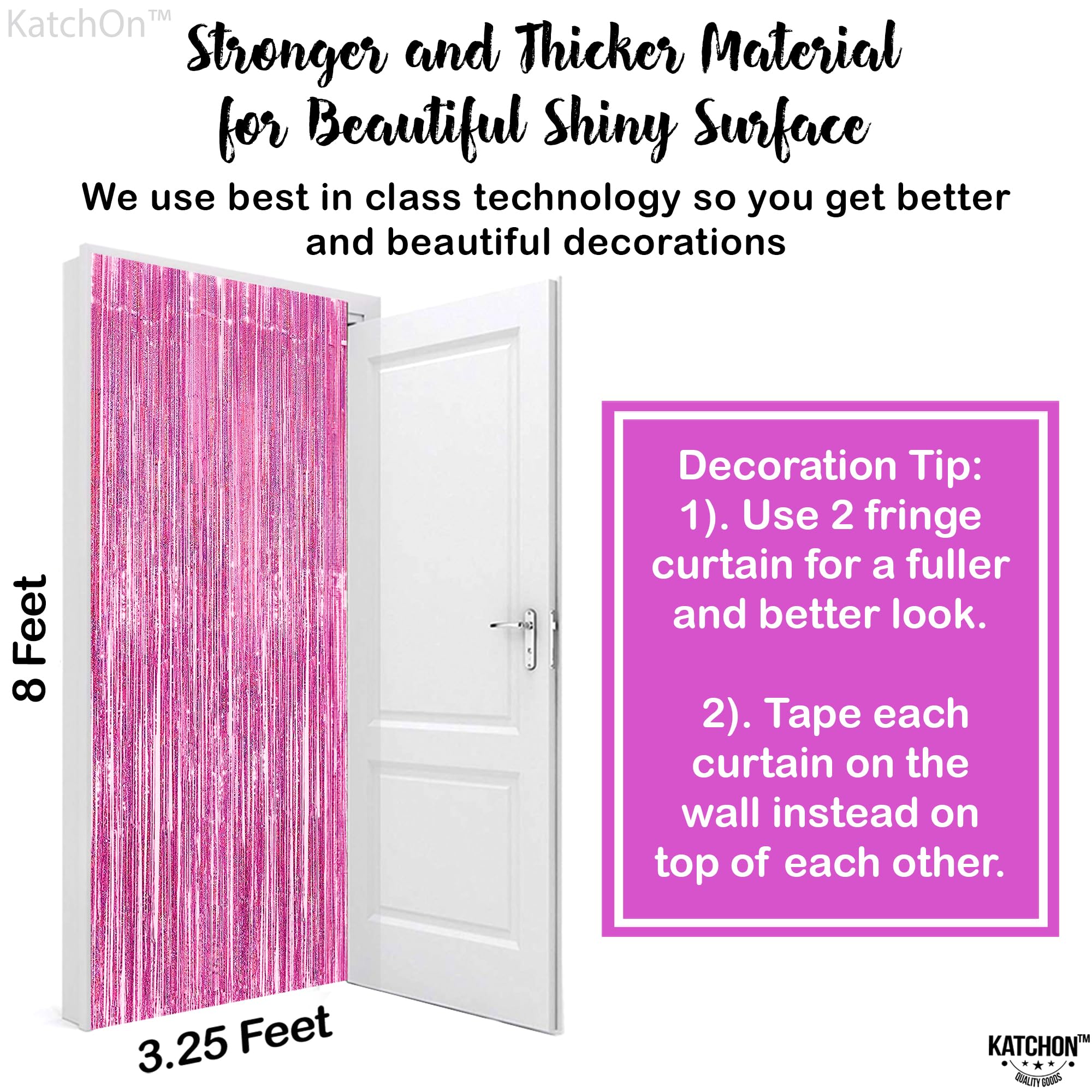 Katchon Iridescent Pink Backdrop Curtain   Xtralarge 3.2X8 Feet, Pack Of 2 | Pink Streamers For Pink Party Decorations | Pink Fr