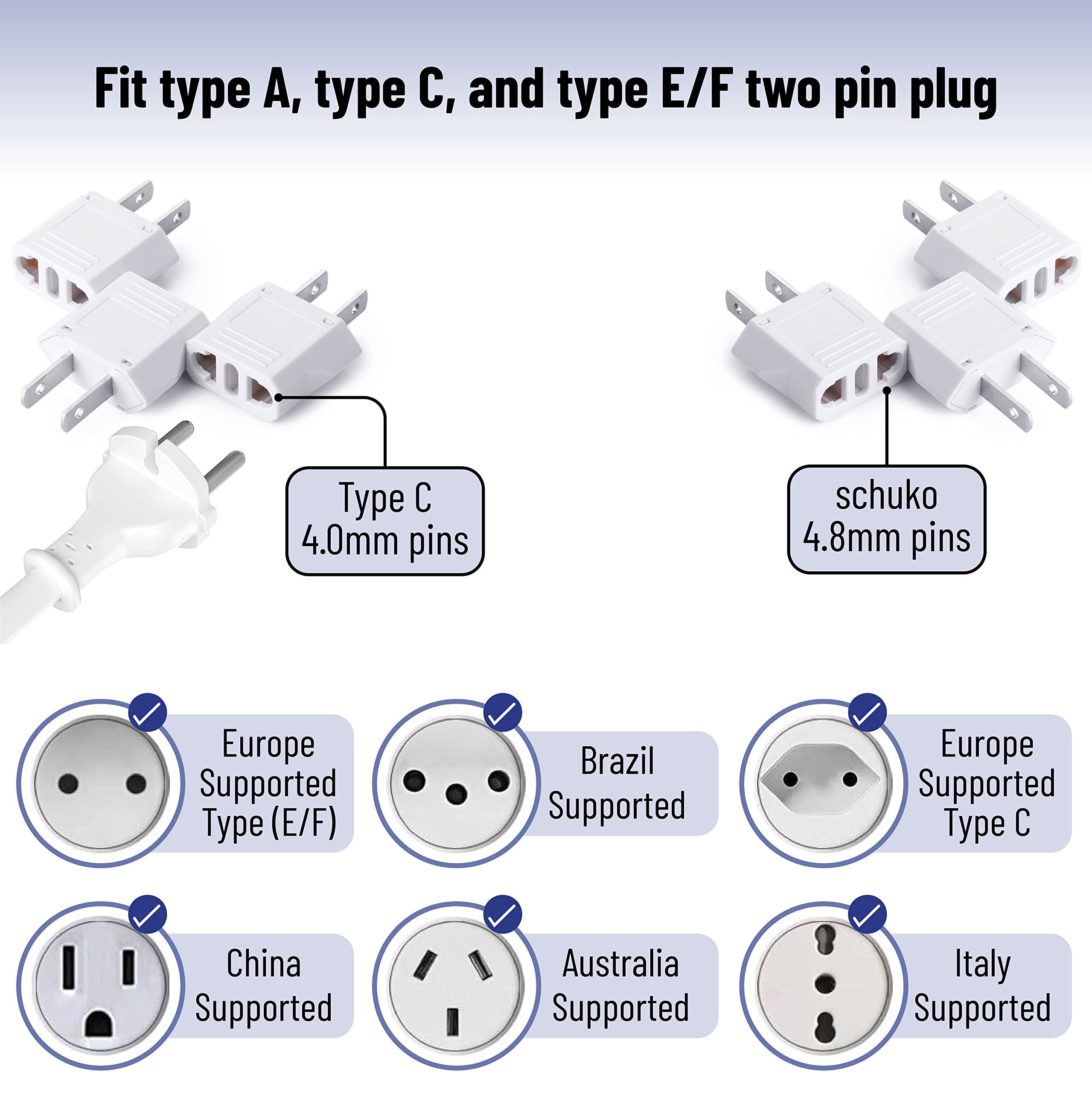 Bates  European To Us Plug Adapter, 6 Pack, Eu To Us Plug Adapter, Europe To Us Plug Adapter, Plug Adapter Europe To Usa, Europe