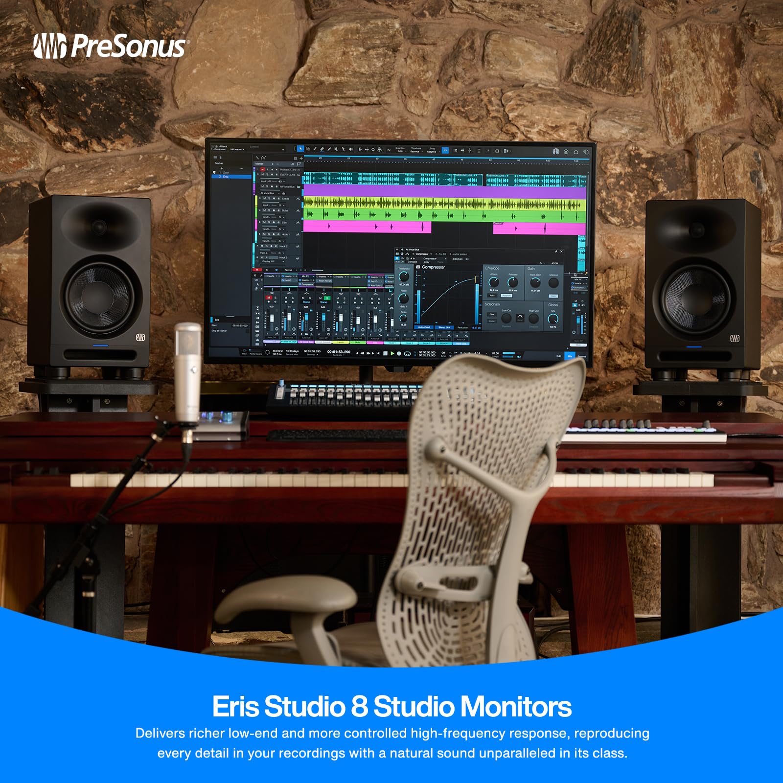 Presonus Eris Studio 8 8 Inch 2 Way Active Studio Monitors With Ebm Waveguide