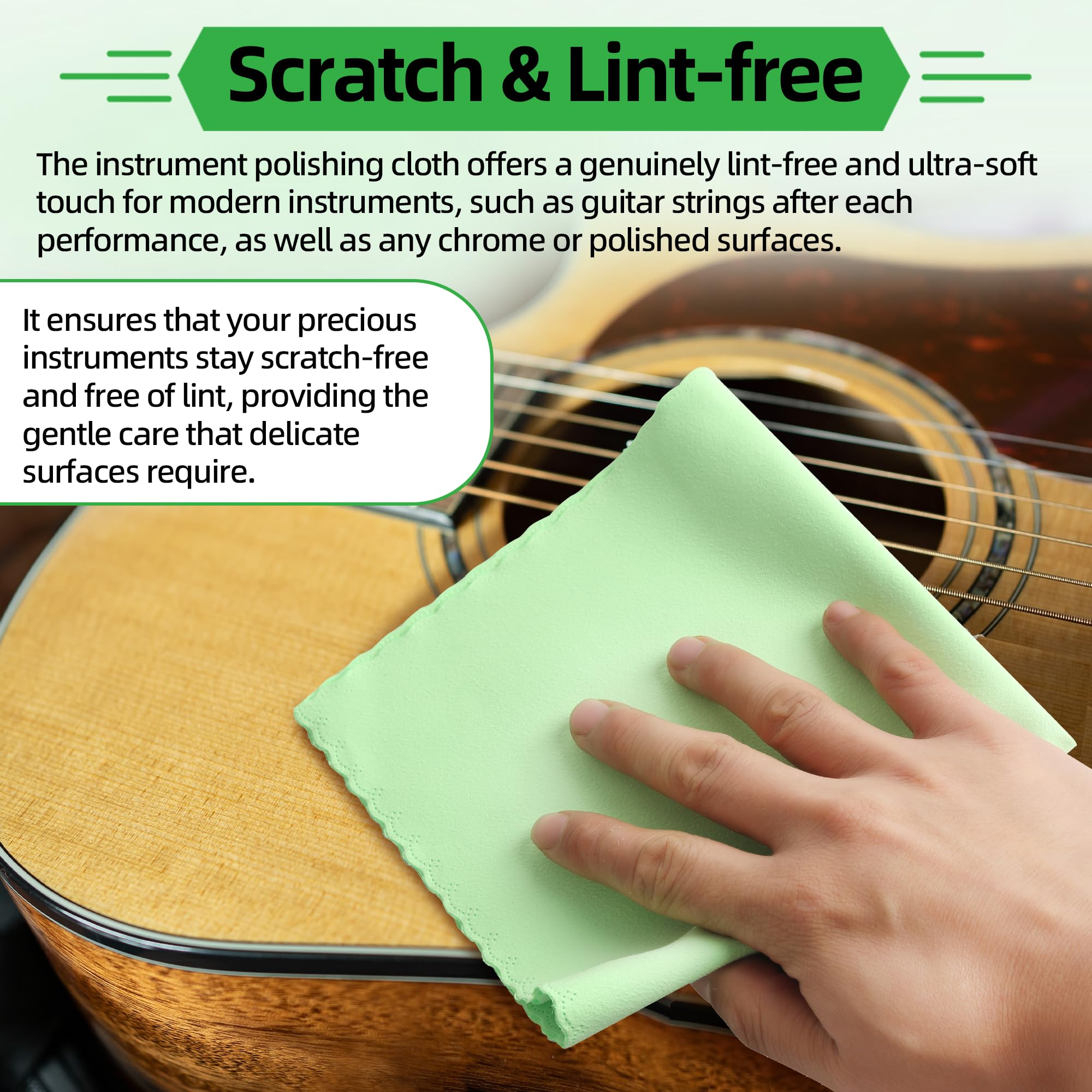 (6 Pack) Calvana 12*12    Violin Cleaning Cloth, Microfiber Polishing Cloth, For Flute, Trumpet, Grand Piano, Electric Guitar, T