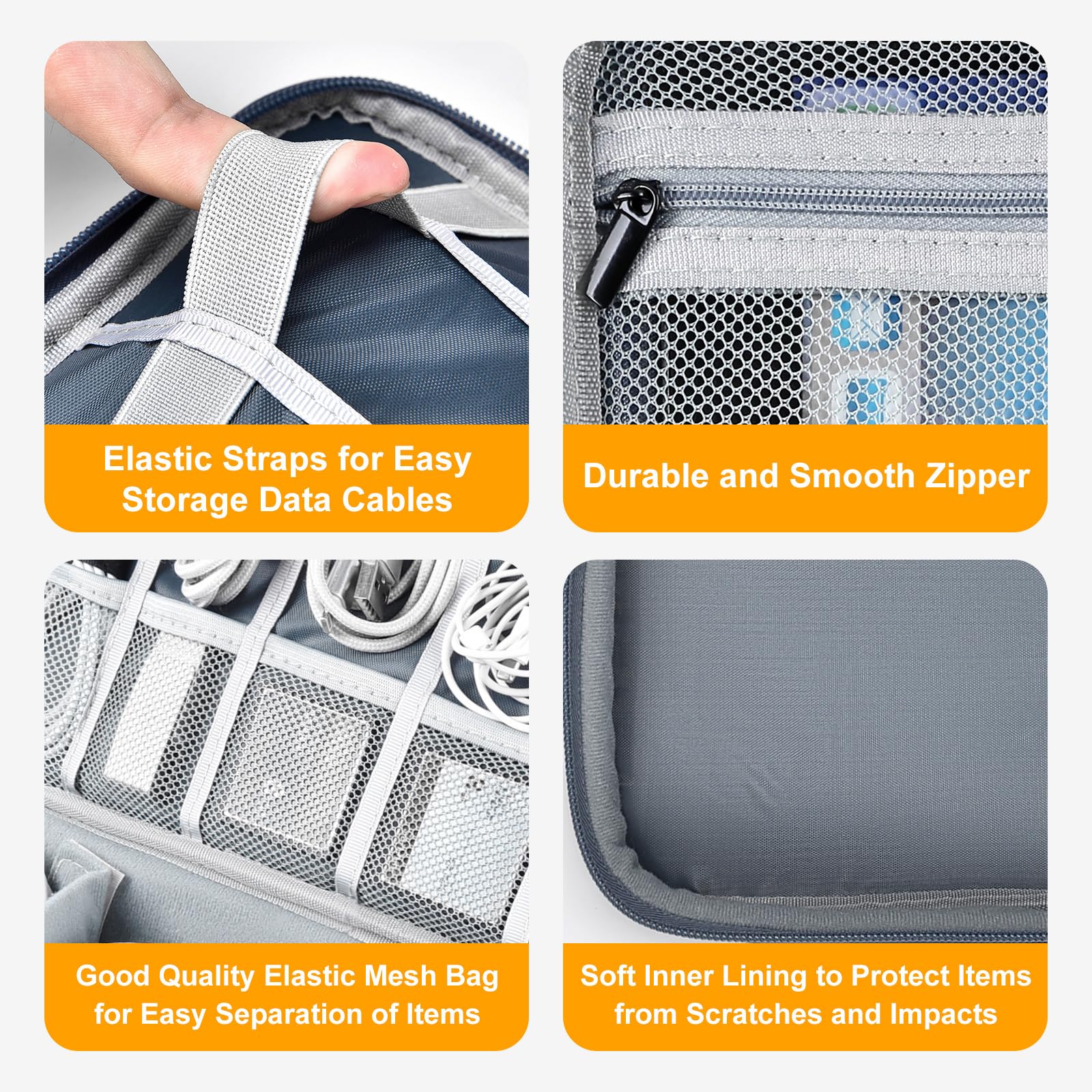 Miloocul Large Capacity Electronics Accessories Organizer Travel Case With Adjustable Divider Waterproof Leather Cord Organizer