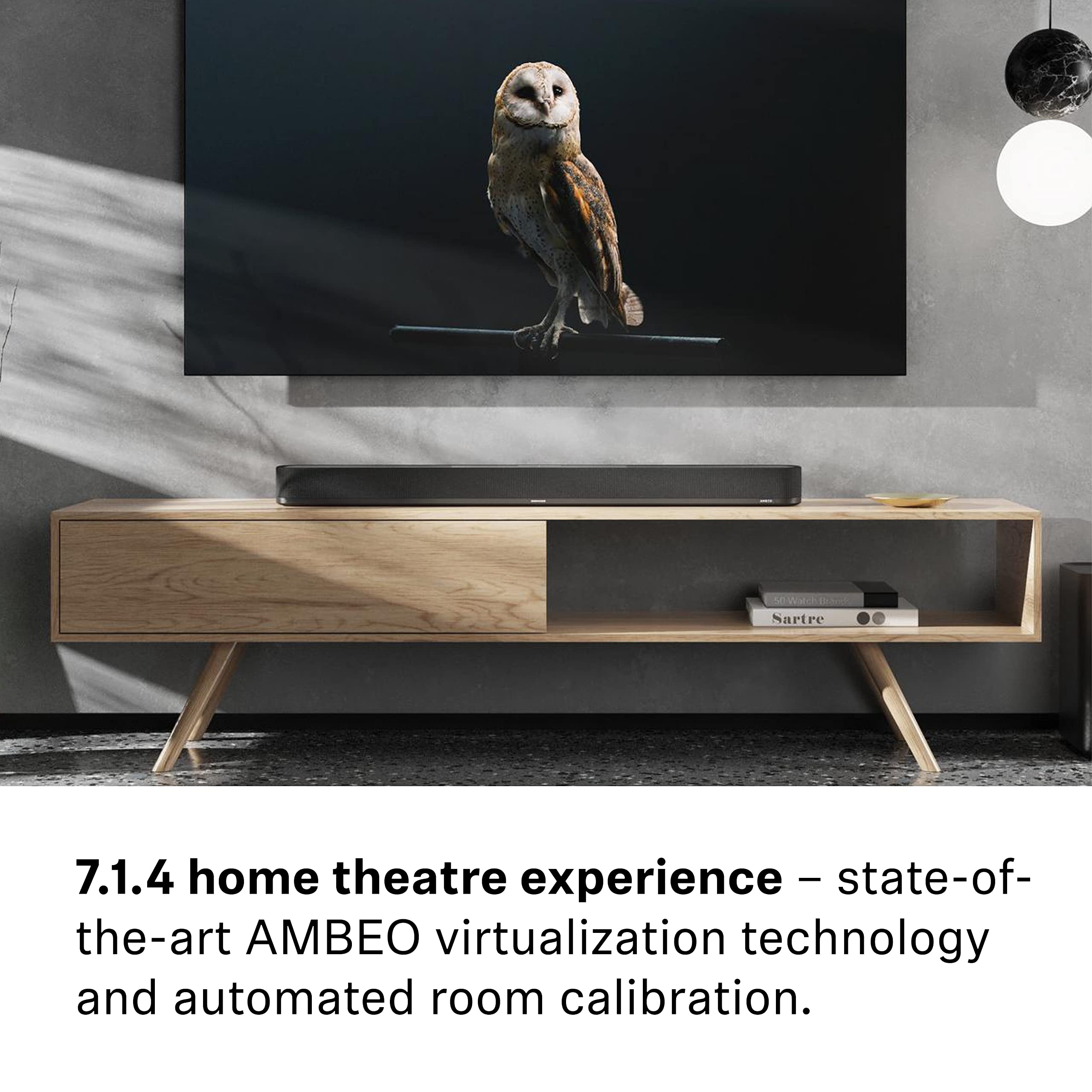 Sennheiser Ambeo Soundbar Plus For Tv And Music With Immersive 3D Surround Sound, Virtual 7.1.4 Speaker Setup, Built In Dual Sub