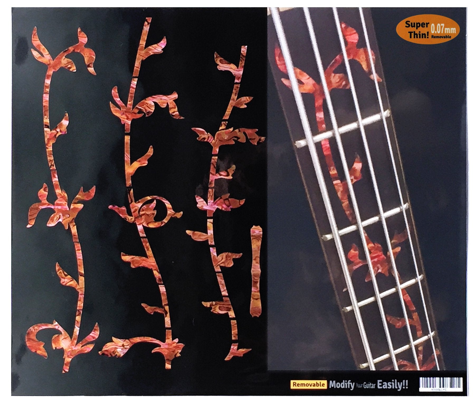Inlay Sticker Fret Markers For Bass   Tree Of Life   Abalone Red