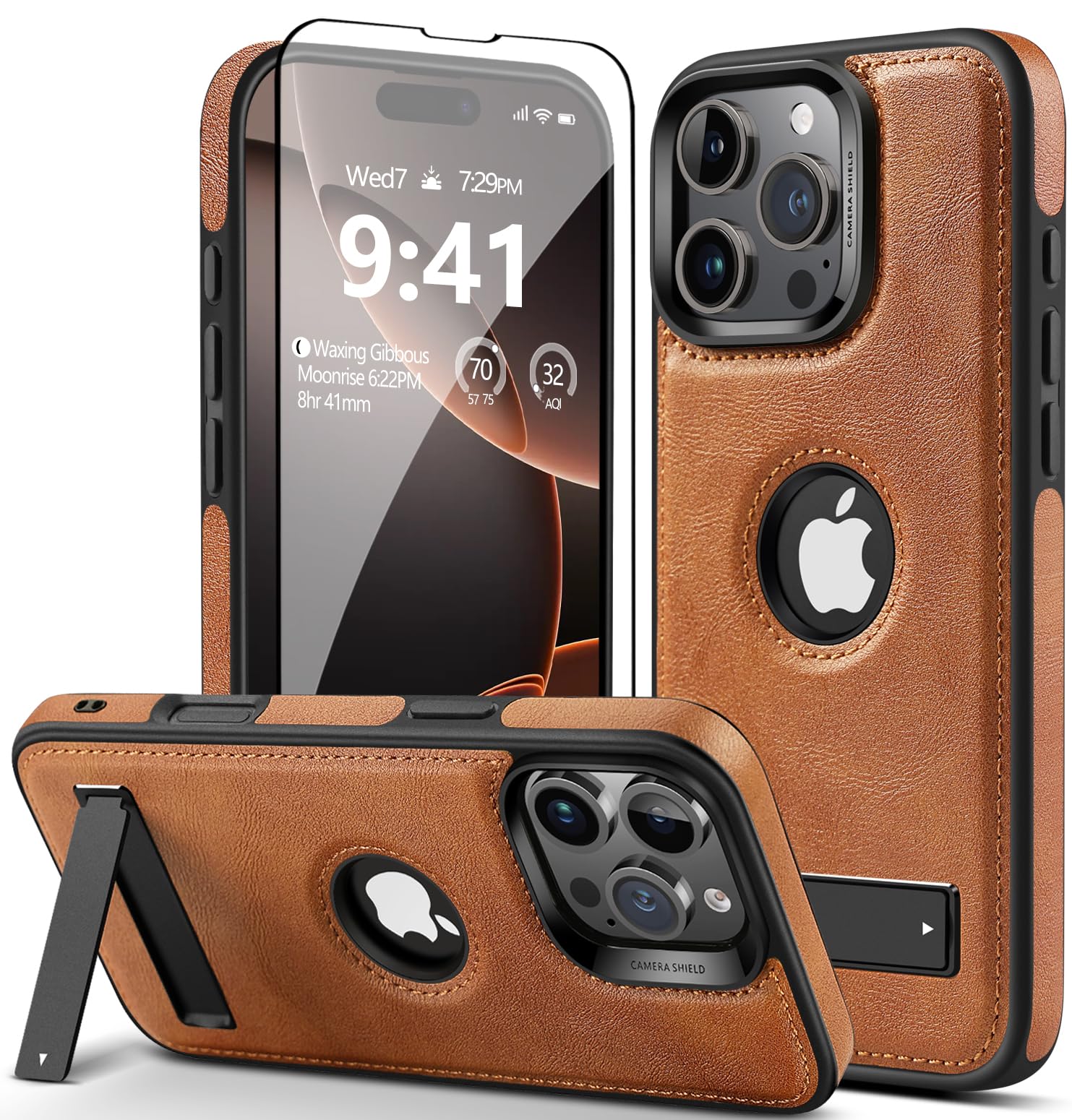 Wtcase Strong Magnetic For Iphone 16 Pro Case Leather,[Compatible With Magsafe], Slim Adjustable Kickstand Case For Iphone 16 Pr