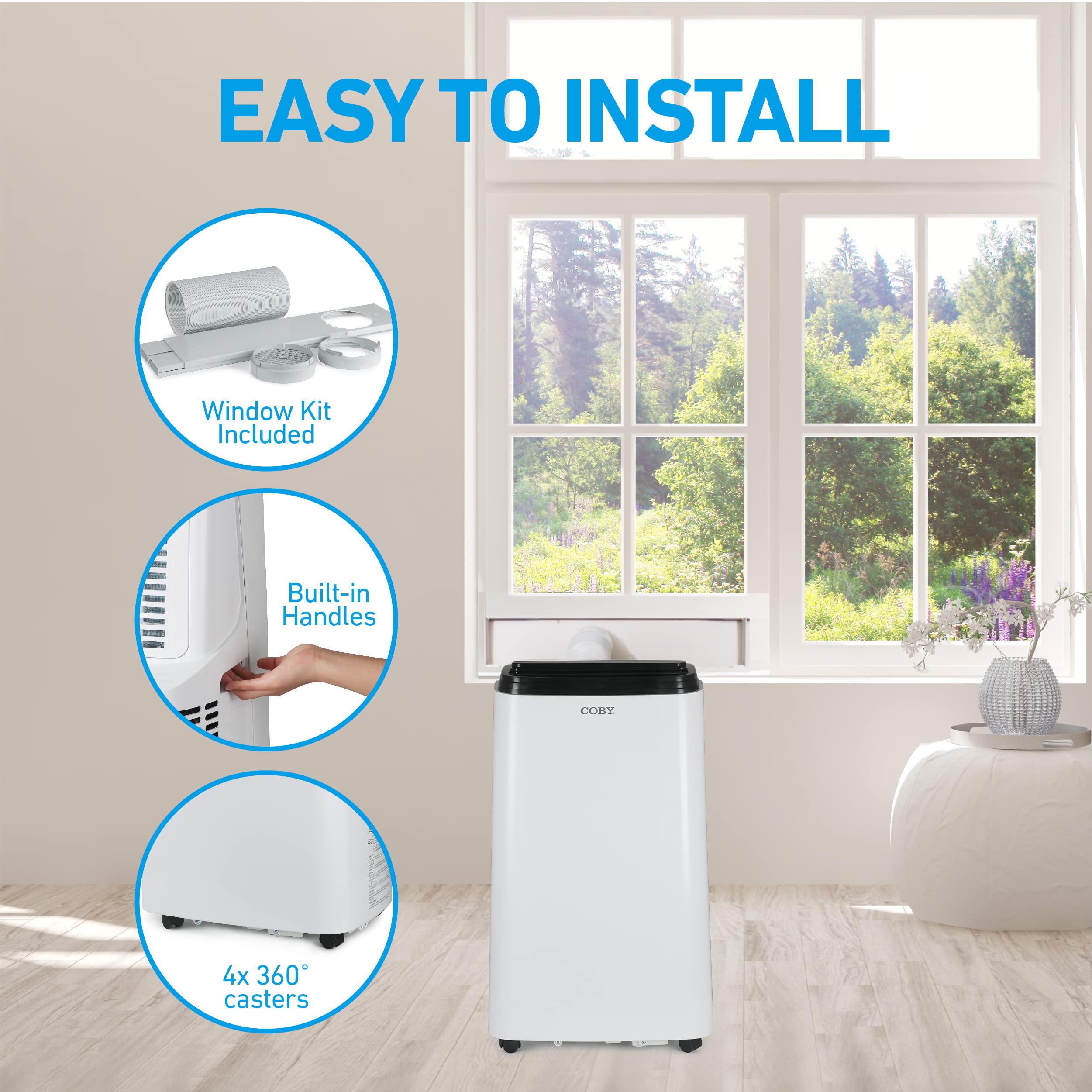 Coby Cbpac815H 4 In 1 Ac Unit, Heater, Dehumidifier & Fan, 12,000 Btus Portable Air Conditioners, 12000 + Heat, White