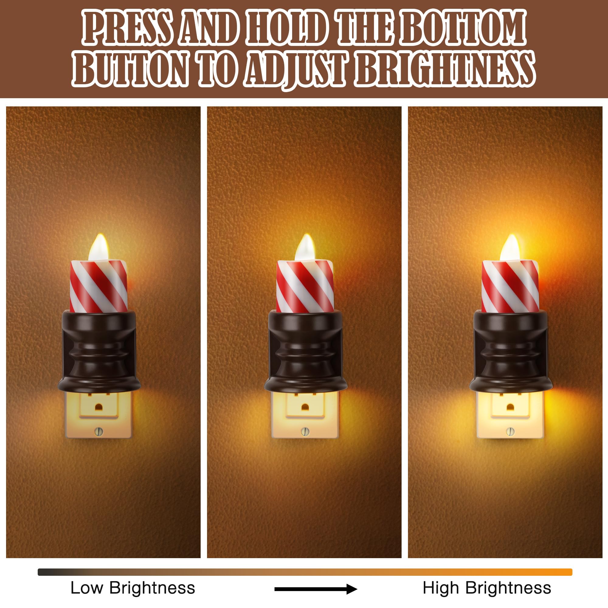 Meonum Flameless Candle Night Light, Dimmable Night Light Plug In Wall, Led Candle Light With Light Sensor, Nightlight With Dusk