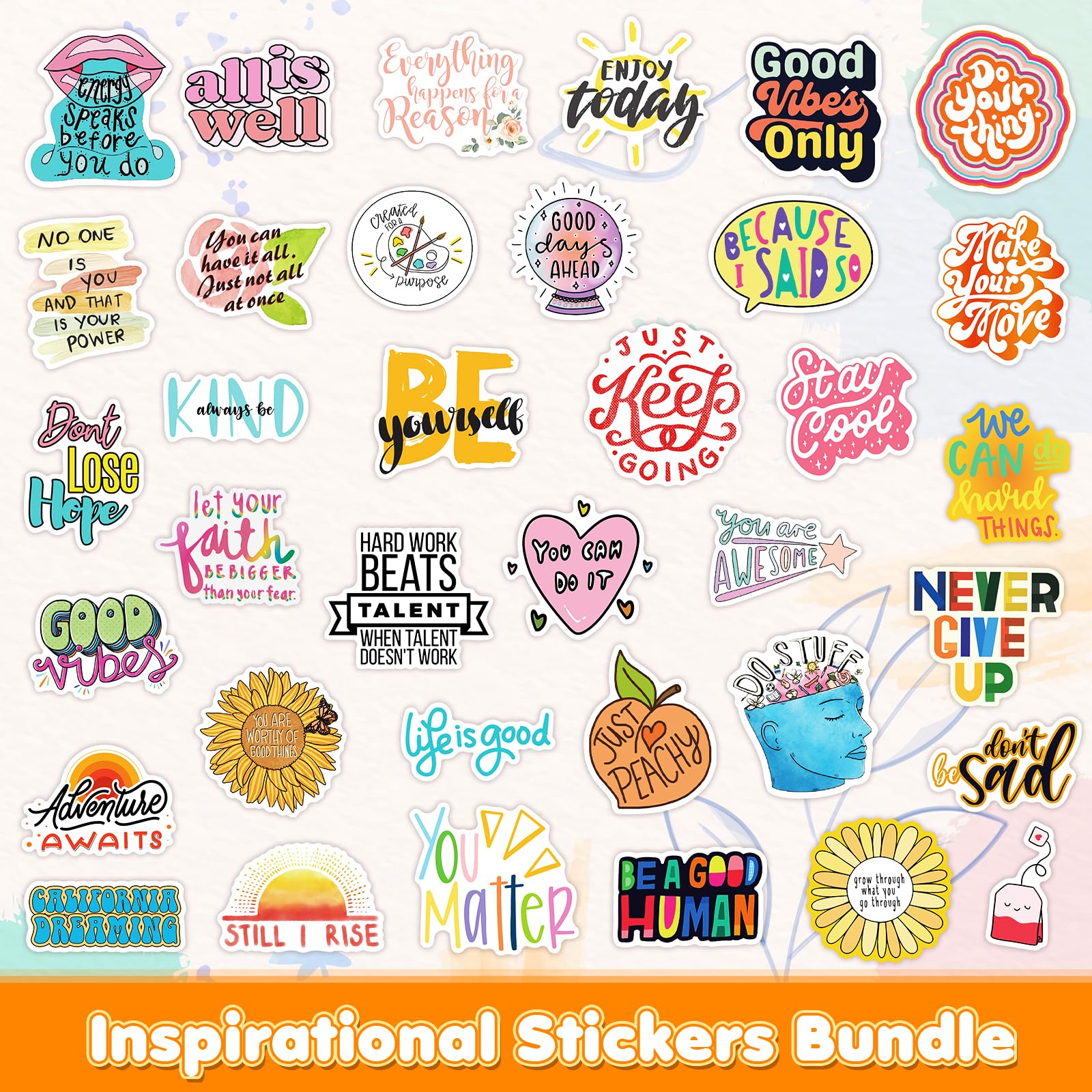 300Pcs Mental Health Inspirational Stickers For Laptop, Motivational Quotes Decals, Positive Words Stickers For Water Bottles, W