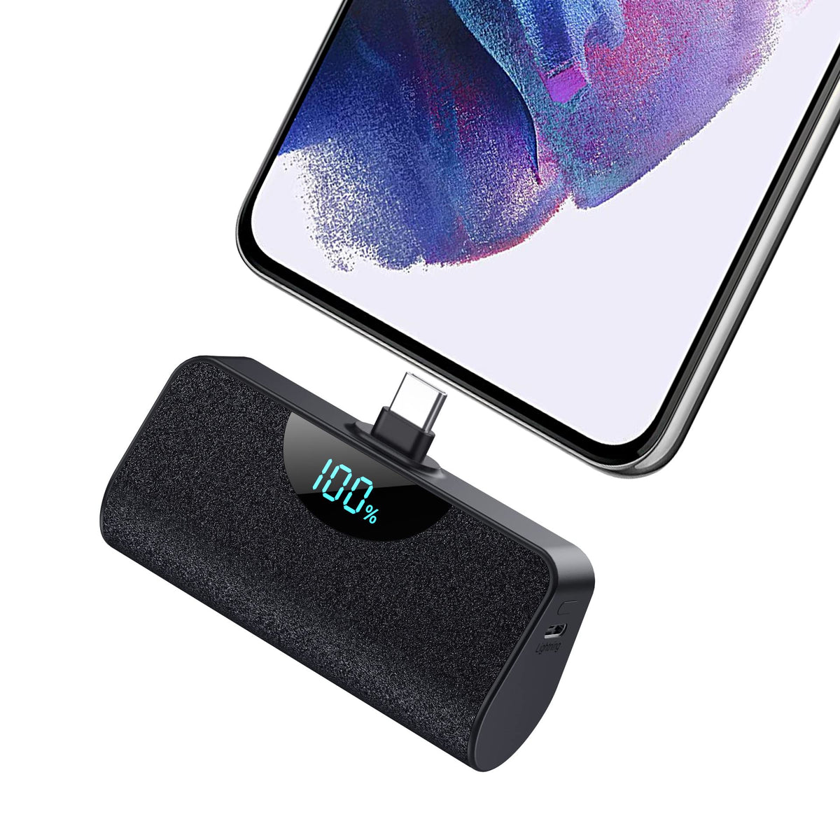 Mini Portable Charger Usb C Power Bank 5200Mah,Ultra Compact Lcd Display Battery Pack Backup Charger Compatible With Iphone 15/1