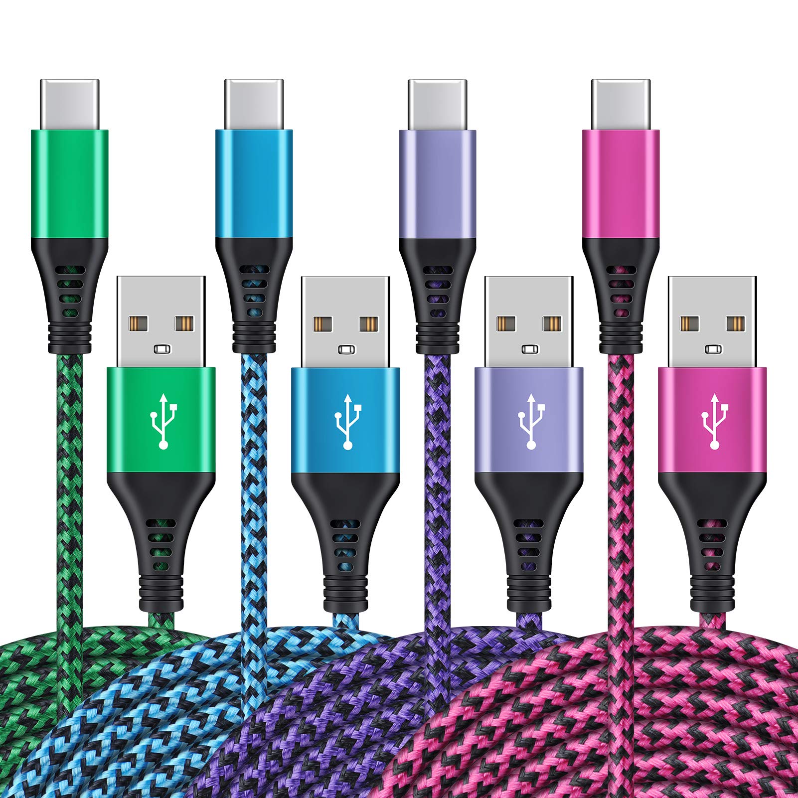 [4Pack/6Ft] Usb Type C To Usb A Cable, 3A Fast Charging Long Android Usbc Phone Power Charger Braided Cord For Samsung Galaxy S2