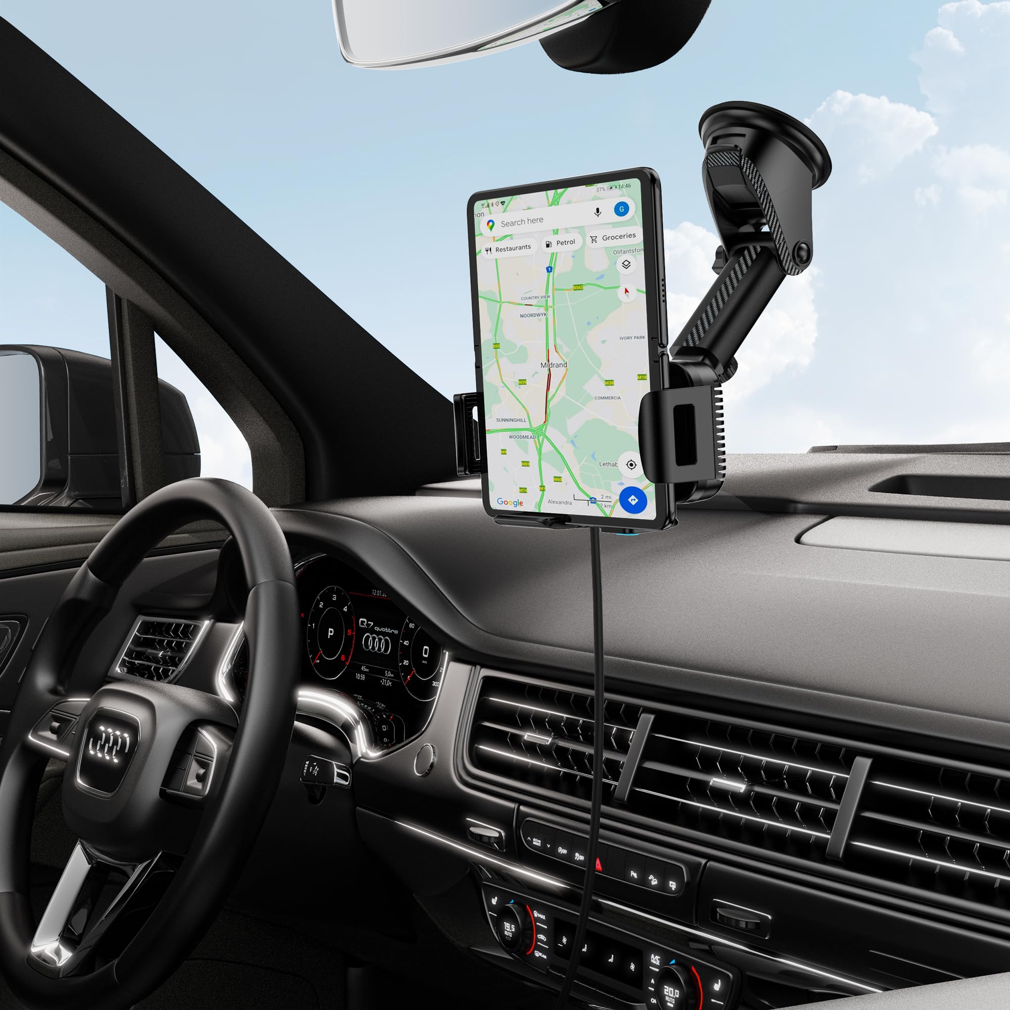 Wireless Car Charger Mount, 15W Dual Coil Rotatable Car Phone Holder Wireless Charger For Samsung Galaxy Z Fold 6/5/4/3/2, Z Fli