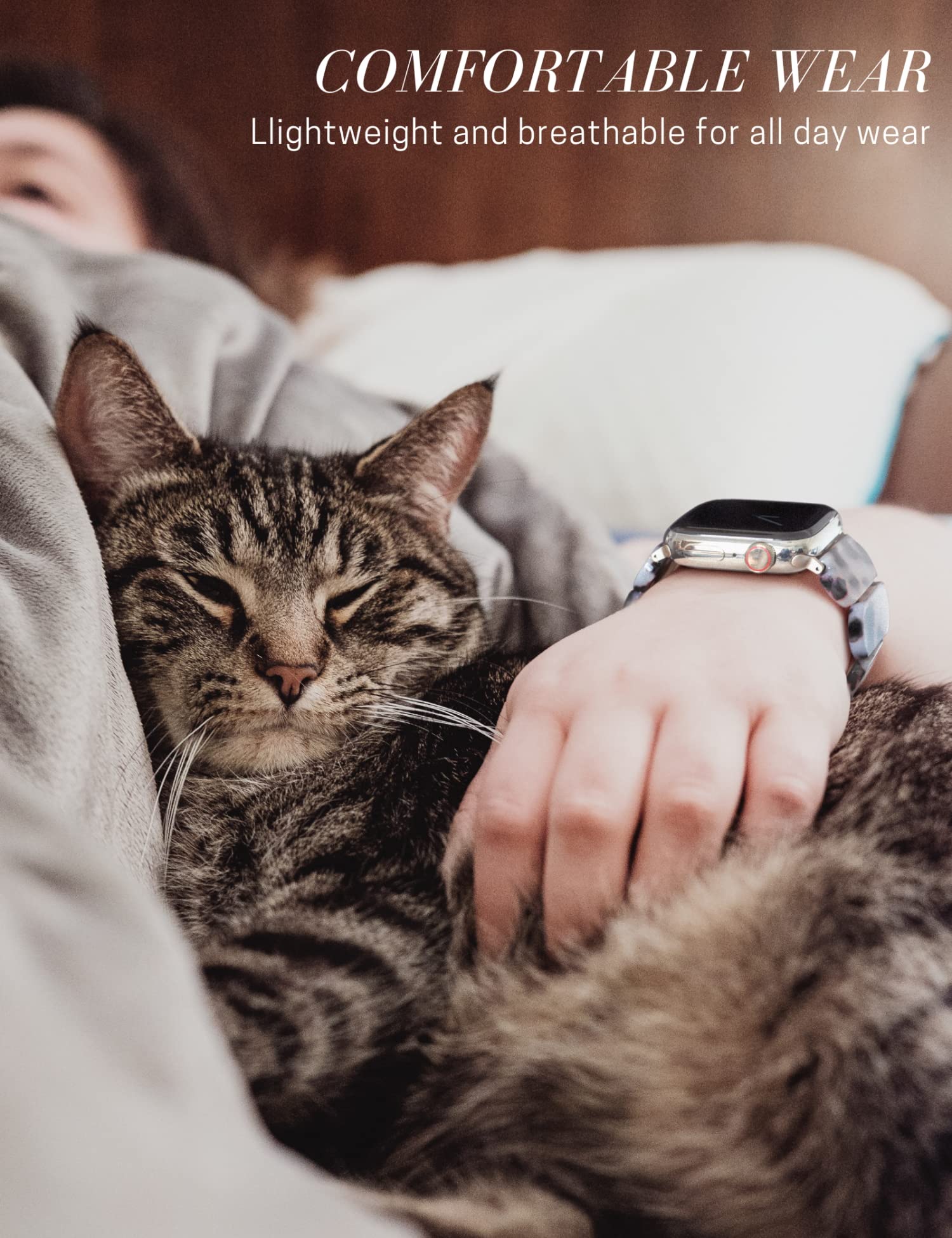 Heesch Resin Tortoise Watch Band Compatible With Apple Watch Strap For Women Stretchy Fashion Link Bracelet Wristband For Iwatch