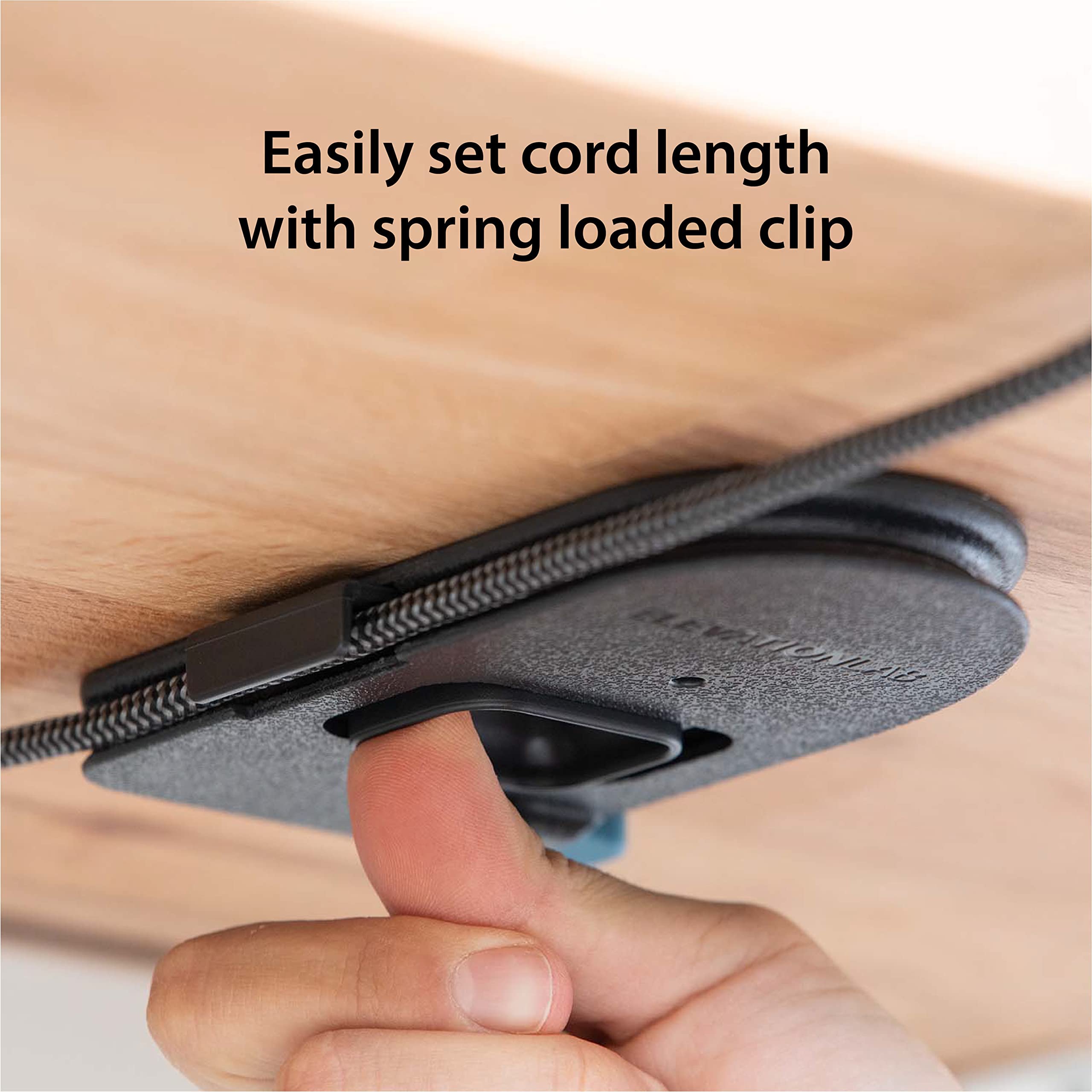 The Quickdraw   Under Desk Cord Management Mount, Hidden And Adjustable, Cable Organizer, 2 Cord Clips Included | Elevation Lab