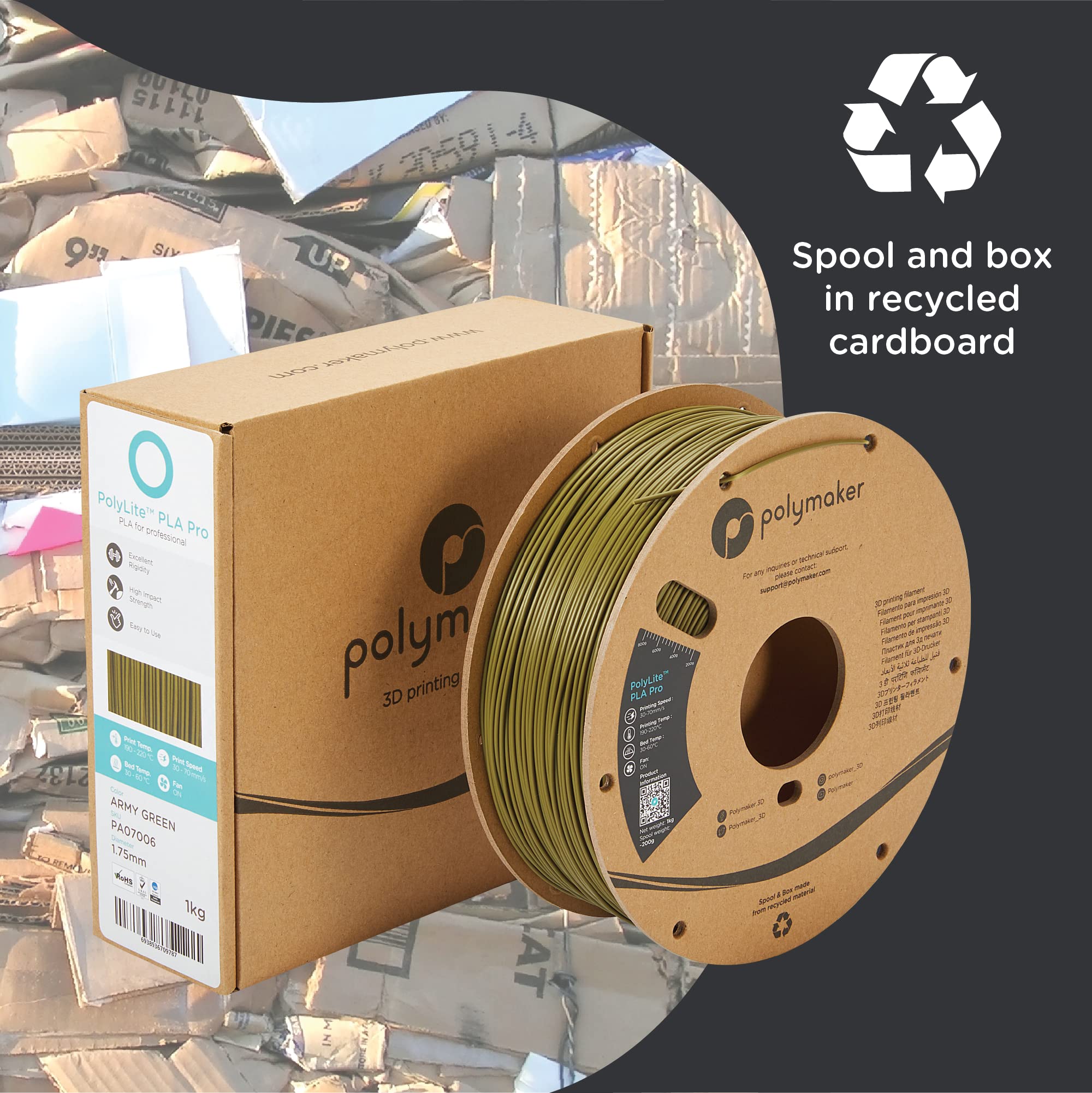 Polymaker Pla Pro Filament 1.75Mm Light Green, Powerful Pla Filament 1.75Mm 3D Printer Filament 1Kg   Polylite 1.75 Pla Filament