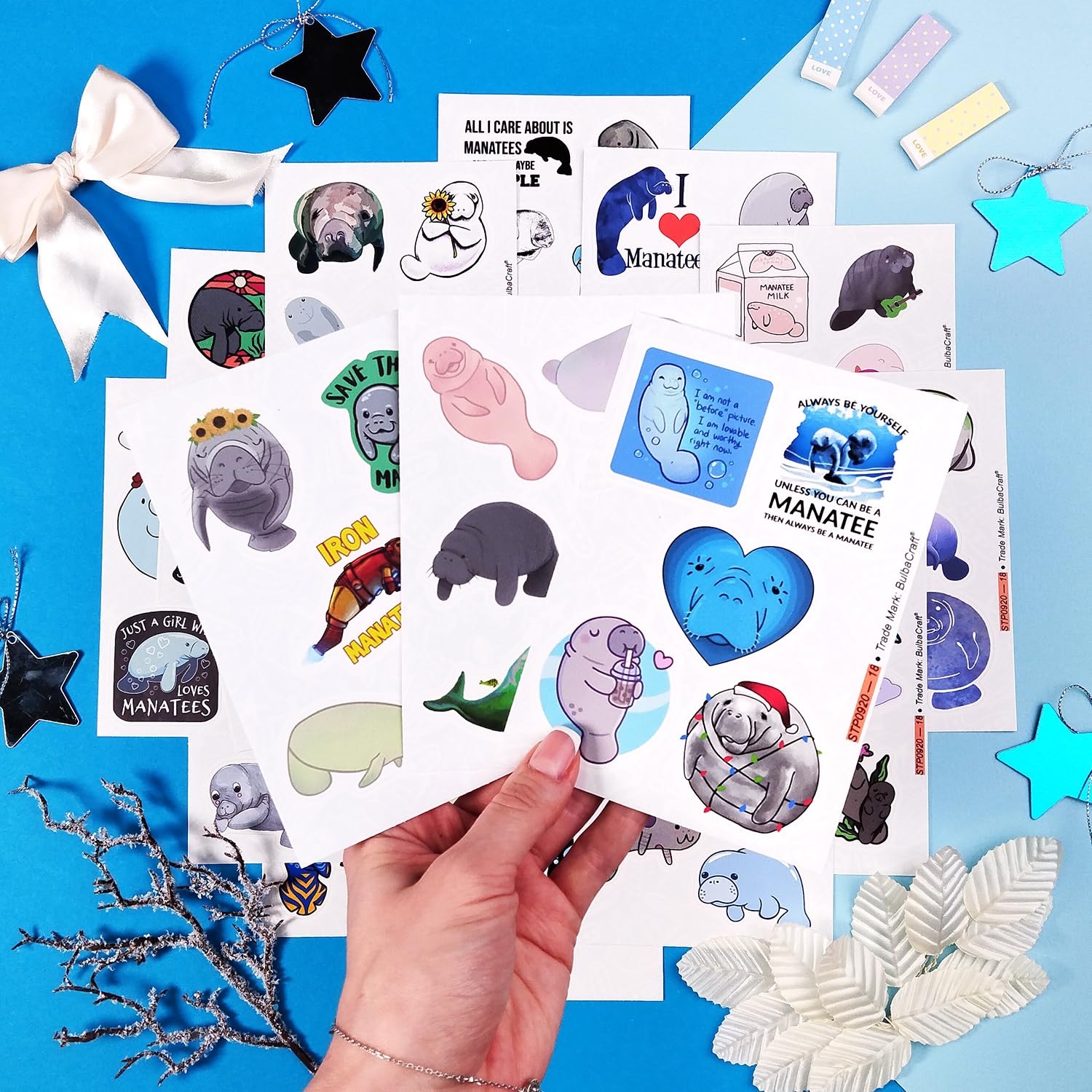 100Pcs Manatee Stickers And Laptop Decals For Water Bottles   Waterproof Vinyl Manatee Stickers, Manatee Gifts, Women, Men   Man