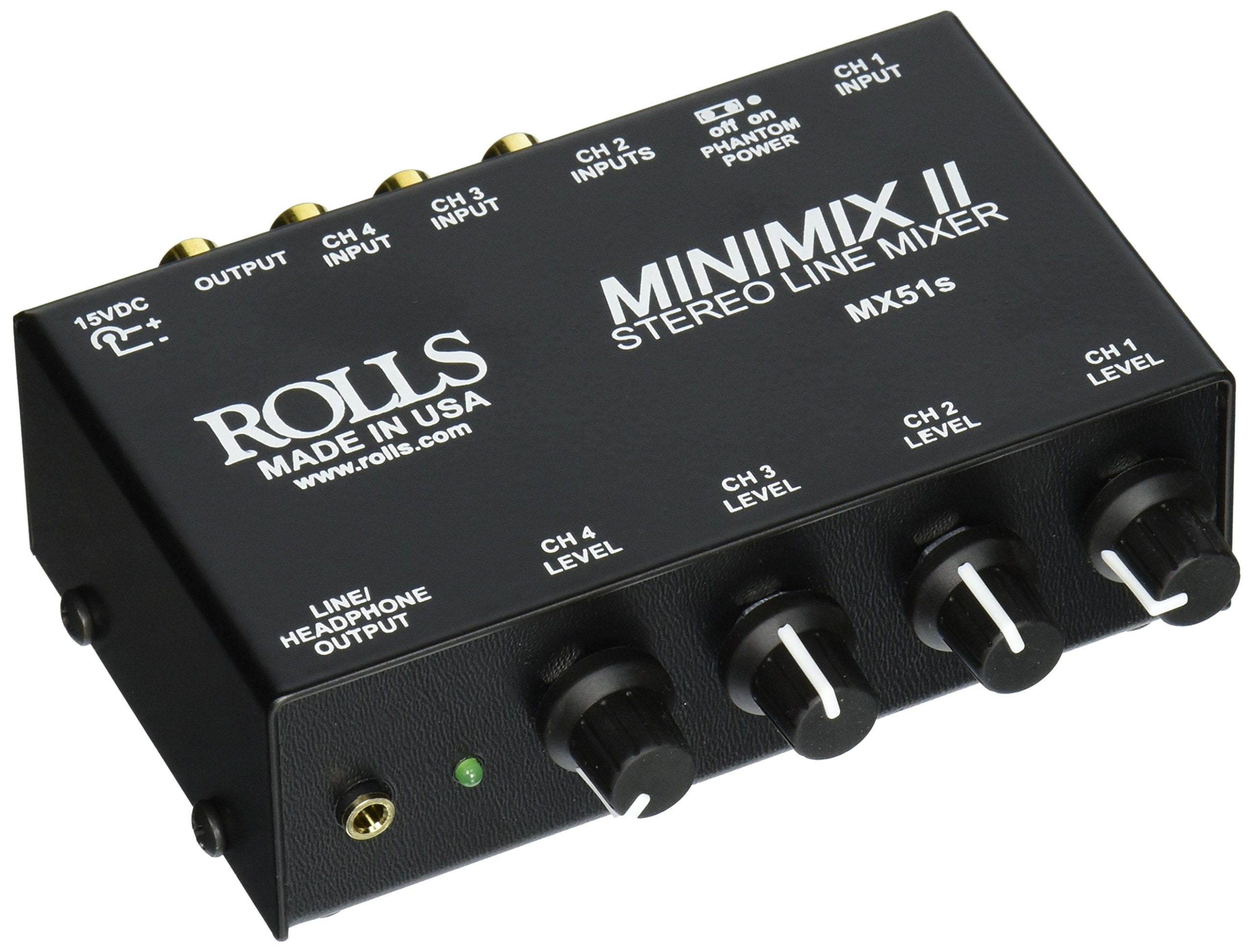 Rolls Mx51S Mini Mix 2 Four Channel Stereo Line Mixer Black