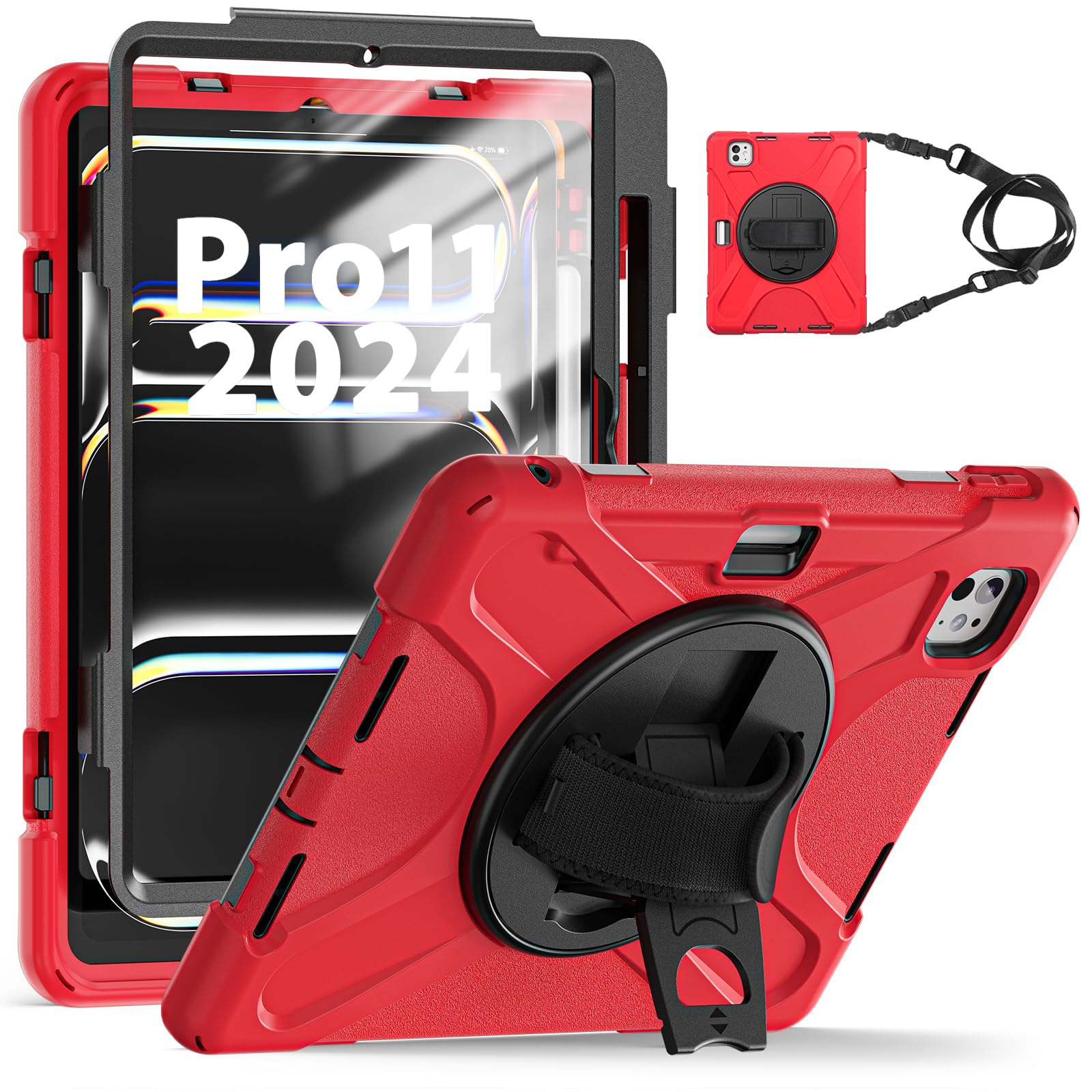 Tsqqst For Ipad Pro 11 Inch Case M4 2024 5Th Generation With Pencil Holder, [Built In Screen Protector & Stand] Full Body Rugged