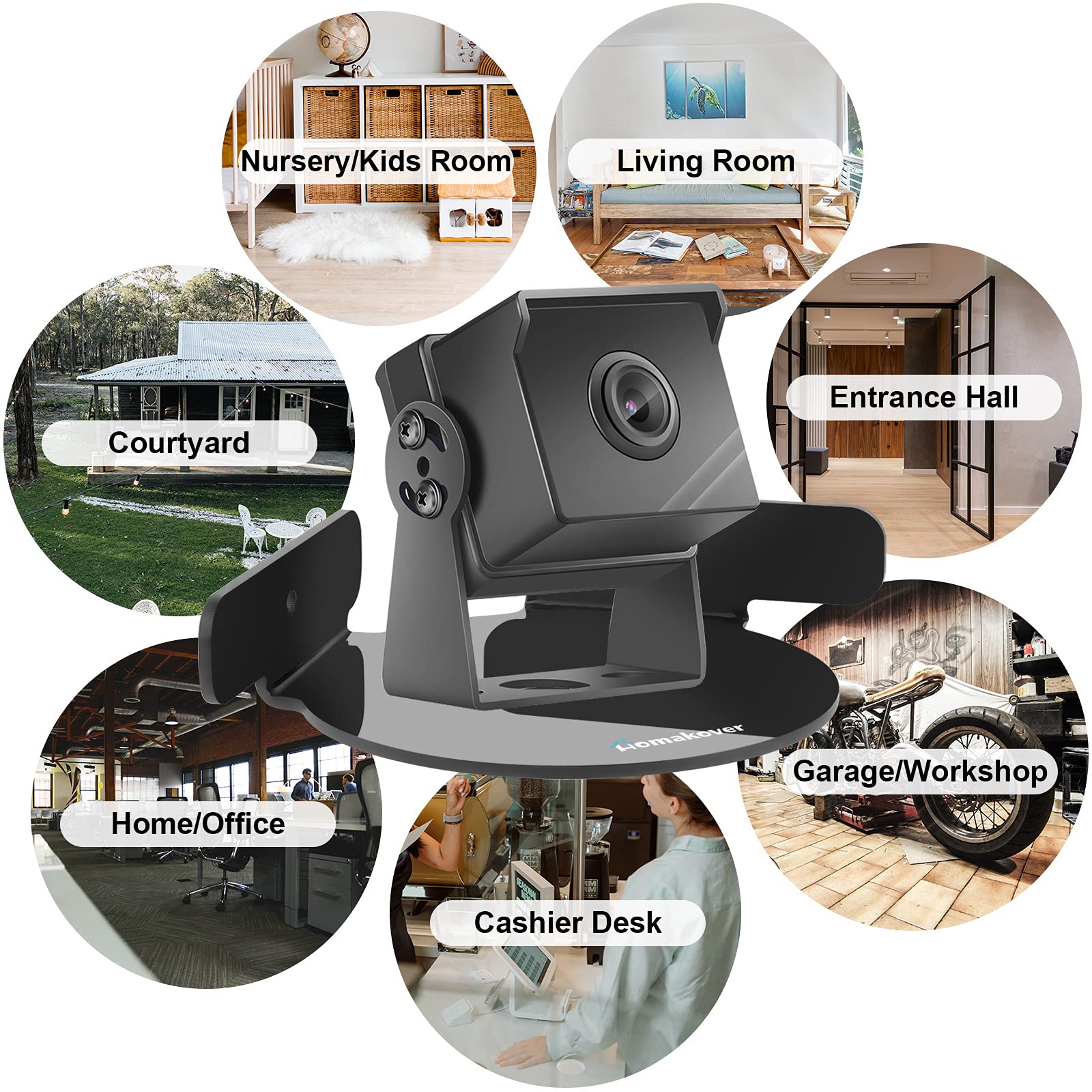 Acrylic Mini Circular Corner Shelf Mount For Security Cameras, Baby Monitors, Speakers, Plants & More, Universal Cam Holder, Eas