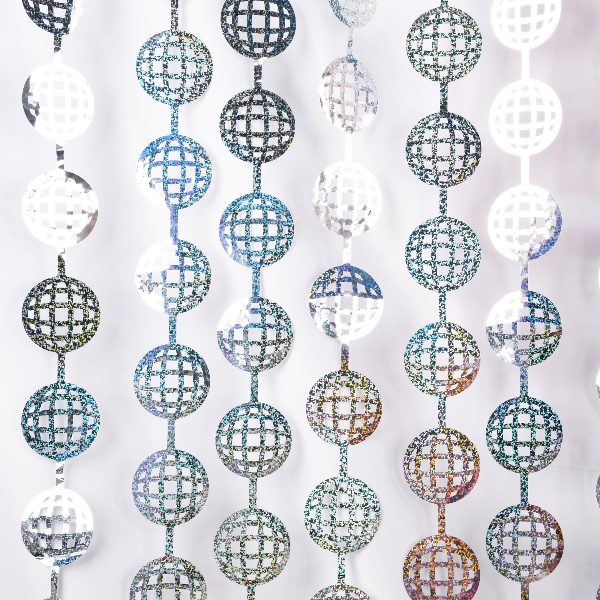 Braveshine Hanging Ball Party Streamers Backdrop   2 Pack Silver Tinsel Foil Curtain Photo Fringe Backdrop For 70S 80S Party, Bi