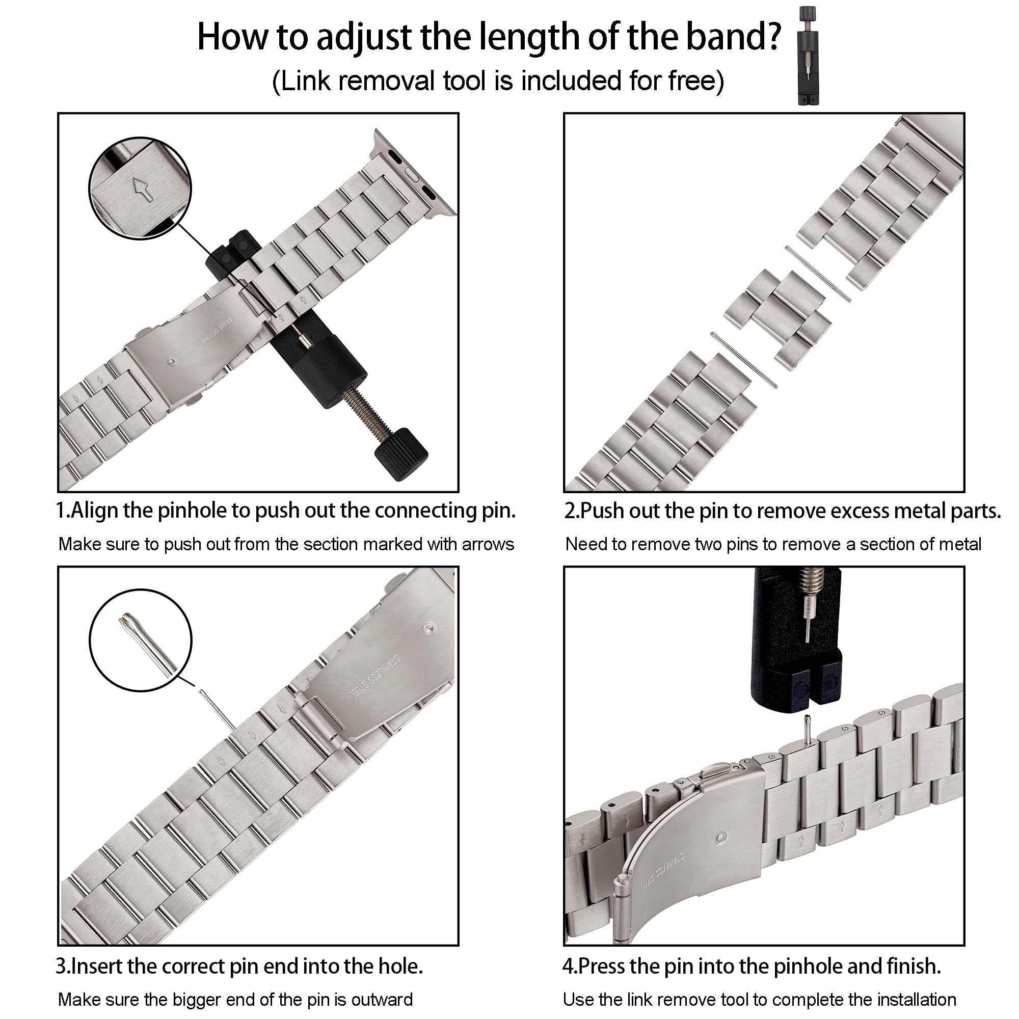 Compatible With Apple Watch Band And Case, Stainless Steel Metal Chain With Tpu Cover, Smart Watch Link Bracelet Strap, Wrist Band For I Watch Series 9 8 7 6 5 4 3 2 1 Se, 41Mm 40Mm 38Mm, Titanium