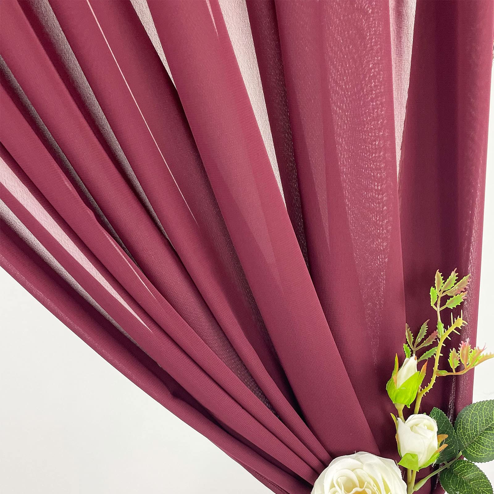 Ehldekol Sheer Chiffon Backdrop Curtains 10Ft X 10Ft, Chiffon Fabric Drapes For Wedding, Long Sheer Curtain For Living Room, Arc