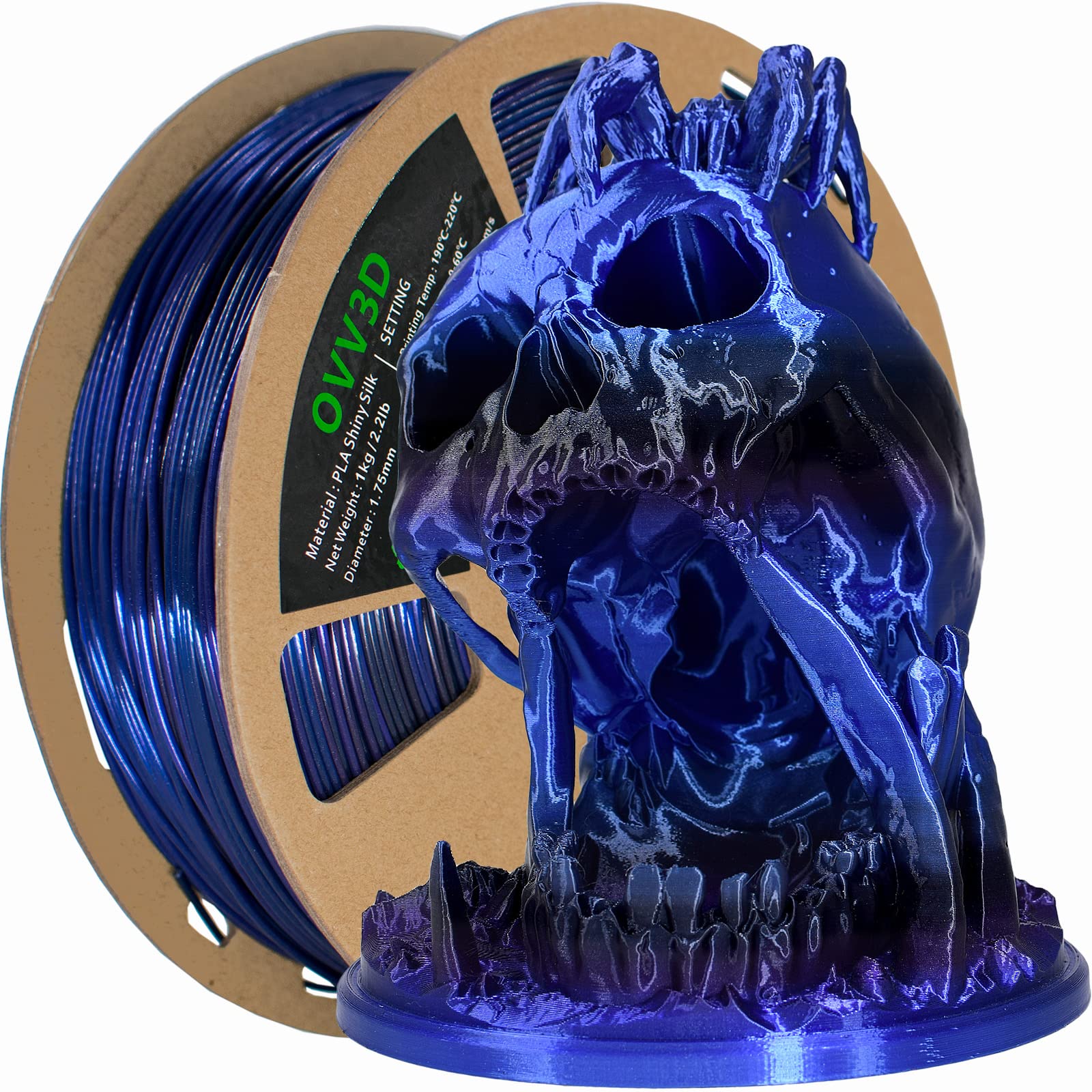 3D Printer Filament, Pla Filament 1.75Mm, Silk Black Blue Color Changing, Silk Pla Filament, 3D Printing Filament 1.75 +/ 0.02Mm