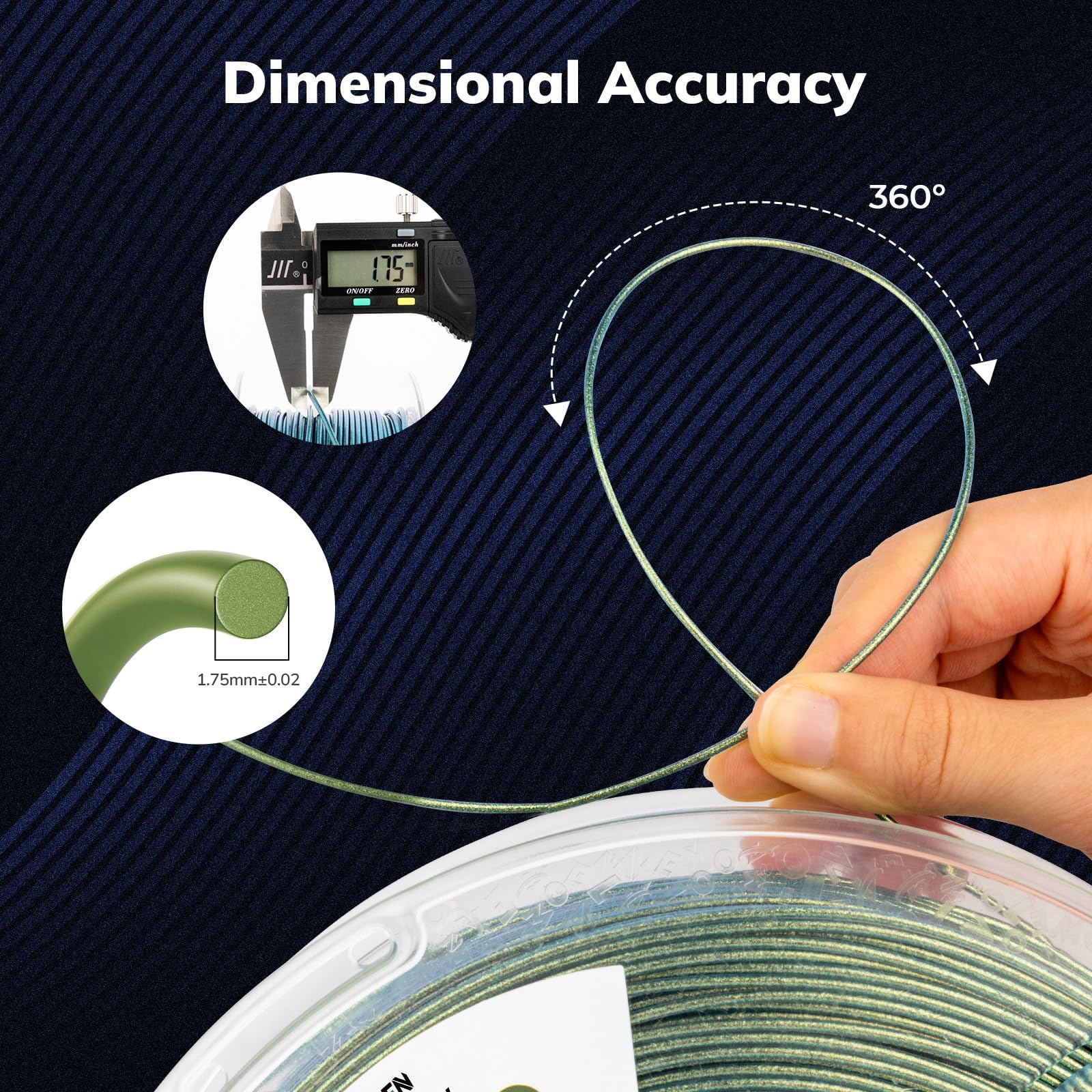 Amolen Pla 3D Printer Filament, Galaxy Green Color Changing With Light Filament 1.75Mm,Shiny Sparkle 3D Printing Filament For Mo