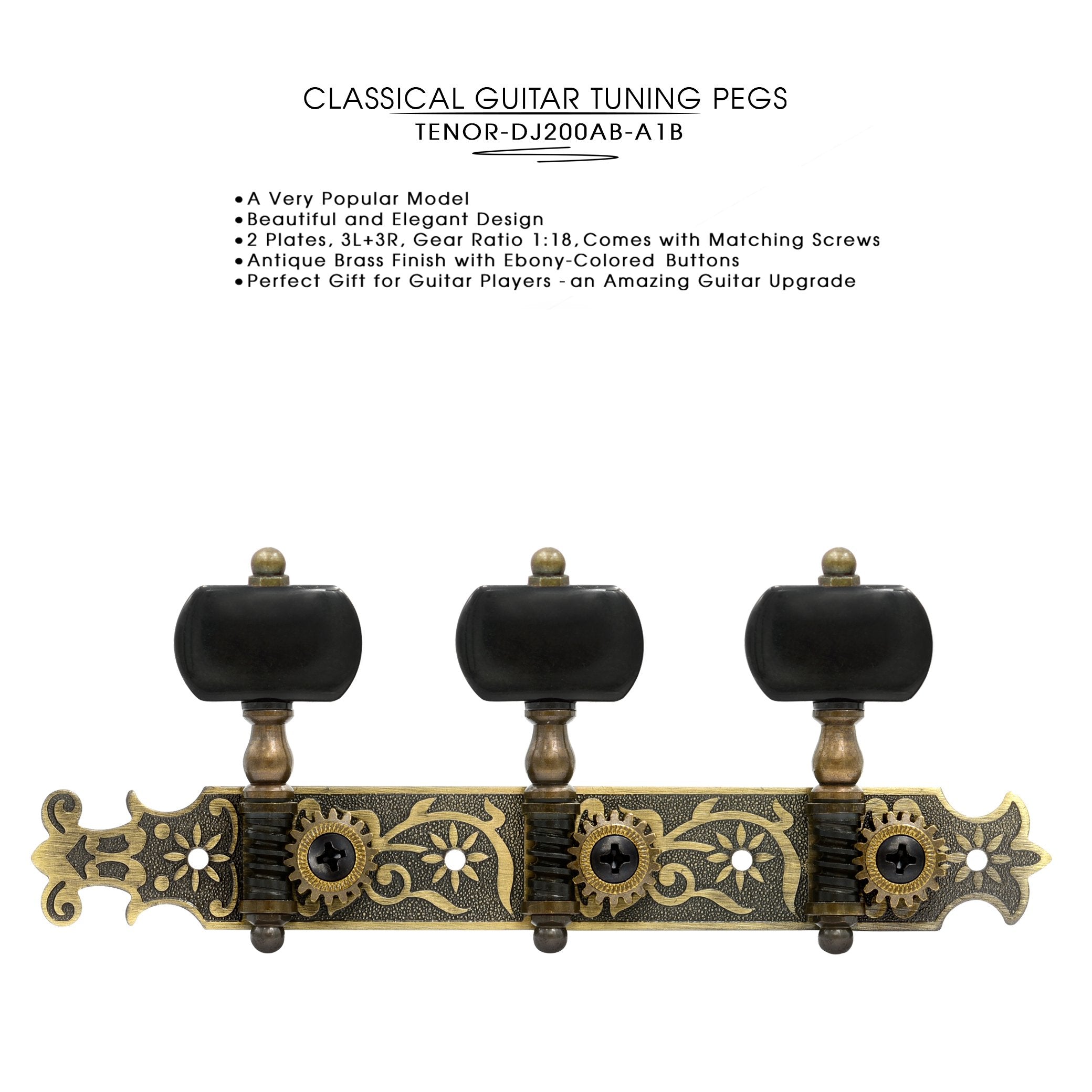 Dj200Ab A1B Tenor Classical Guitar Tuners Professional Tuning Key Pegs/Machine Heads For Classical Or Flamenco Guitar With Antiq