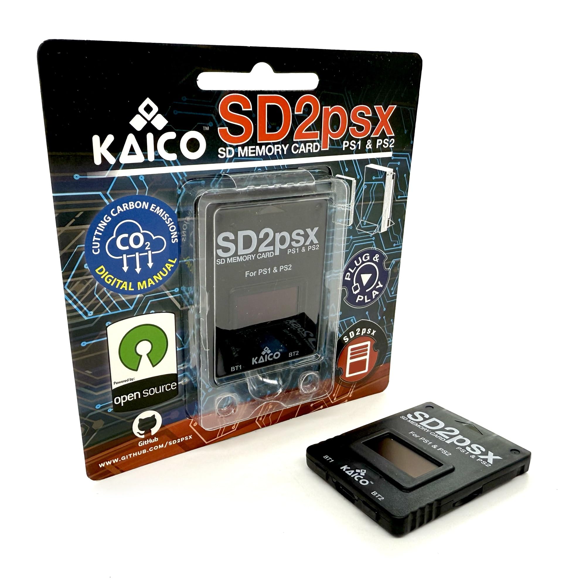 Kaico Psxmemcard Gen2 Memory Card Compatble With Playstation 1 & 2- Firmware Upgradeable - Unlimited Storage - Includes An 8Gb M