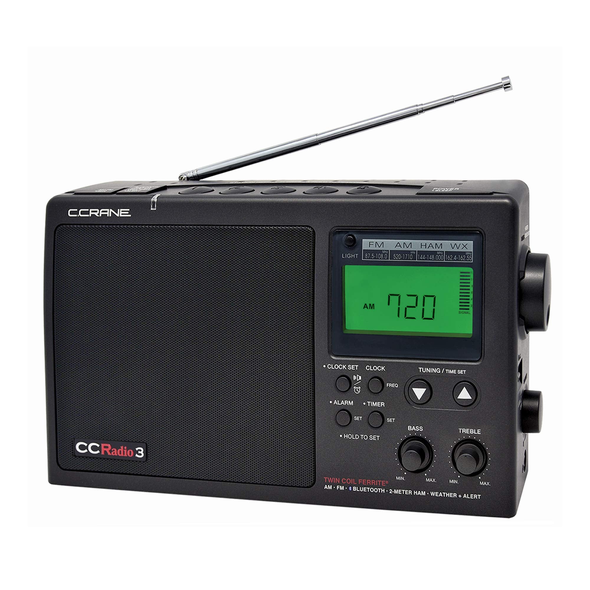 C. Crane Ccradio 3 Long Range Reception Am, Fm, Noaa Weather Plus Alert And 2 Meter Ham Band Portable Digital Radio With Bluetooth