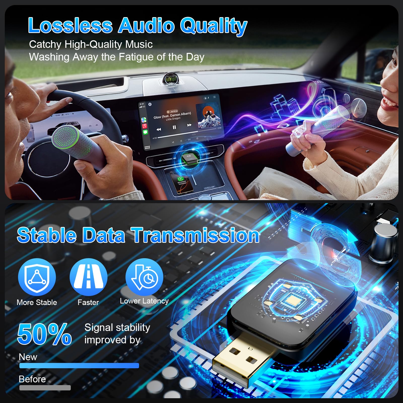 2 In 1 Wireless Carplay Adapter For Iphone & Android Auto, Convert Wired To Wireless Carplay Adapter, Mini 2025 Upgrade Plug & P