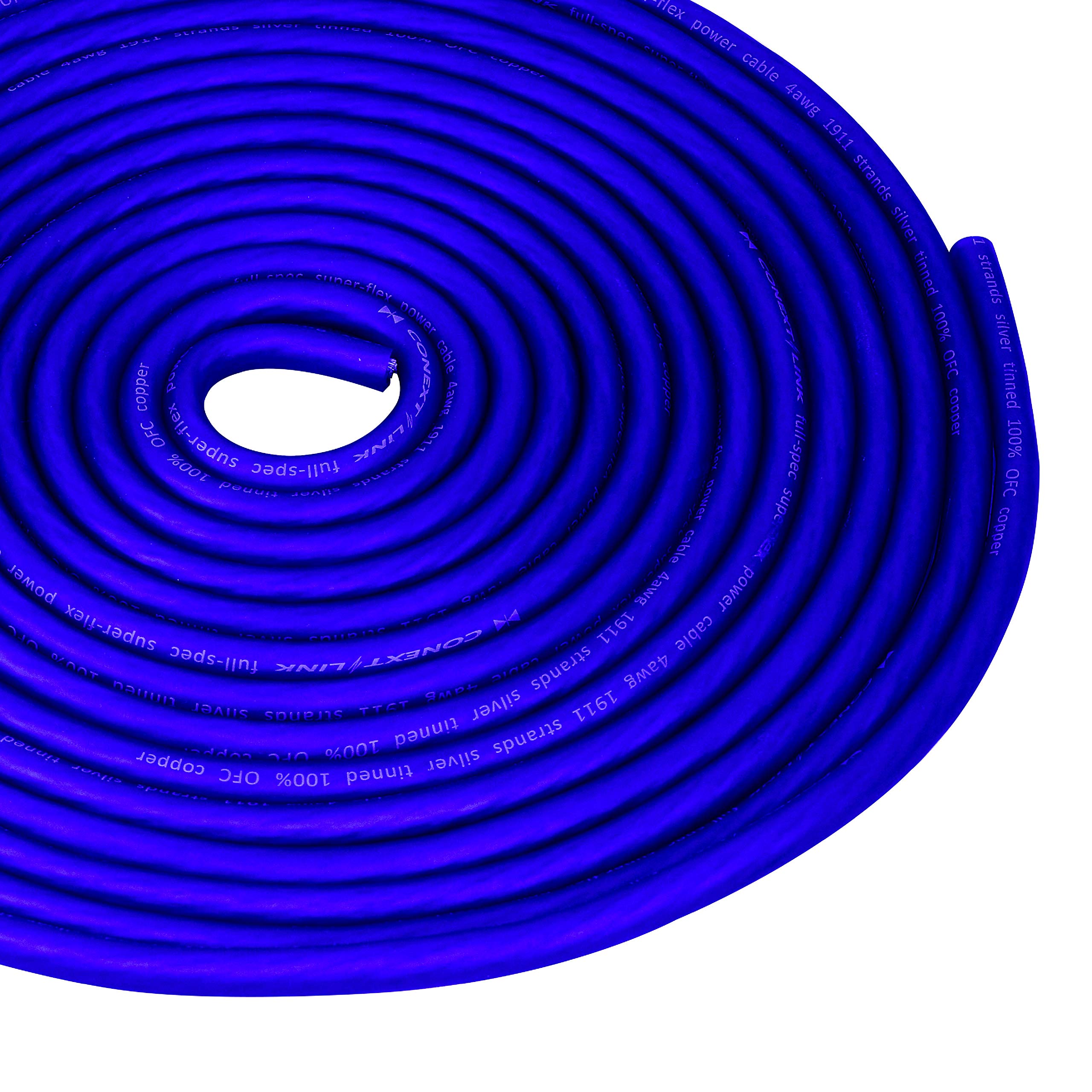 Conext Link 15 FT 4 AWG GA Full Gauge Battery Power Cable Ground Wire Frost Blue OFC Copper