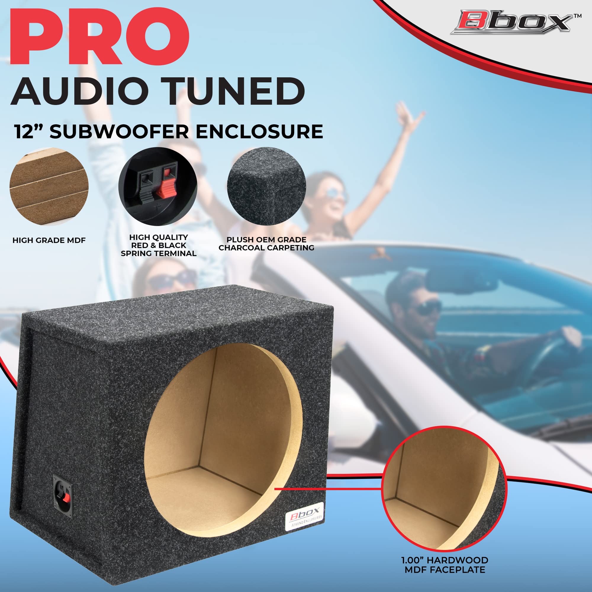 Atrend Bbox Single Sealed 12 Inch Subwoofer Enclosure   Car Subwoofer Boxes & Enclosures   Premium Subwoofer Box Improves Audio