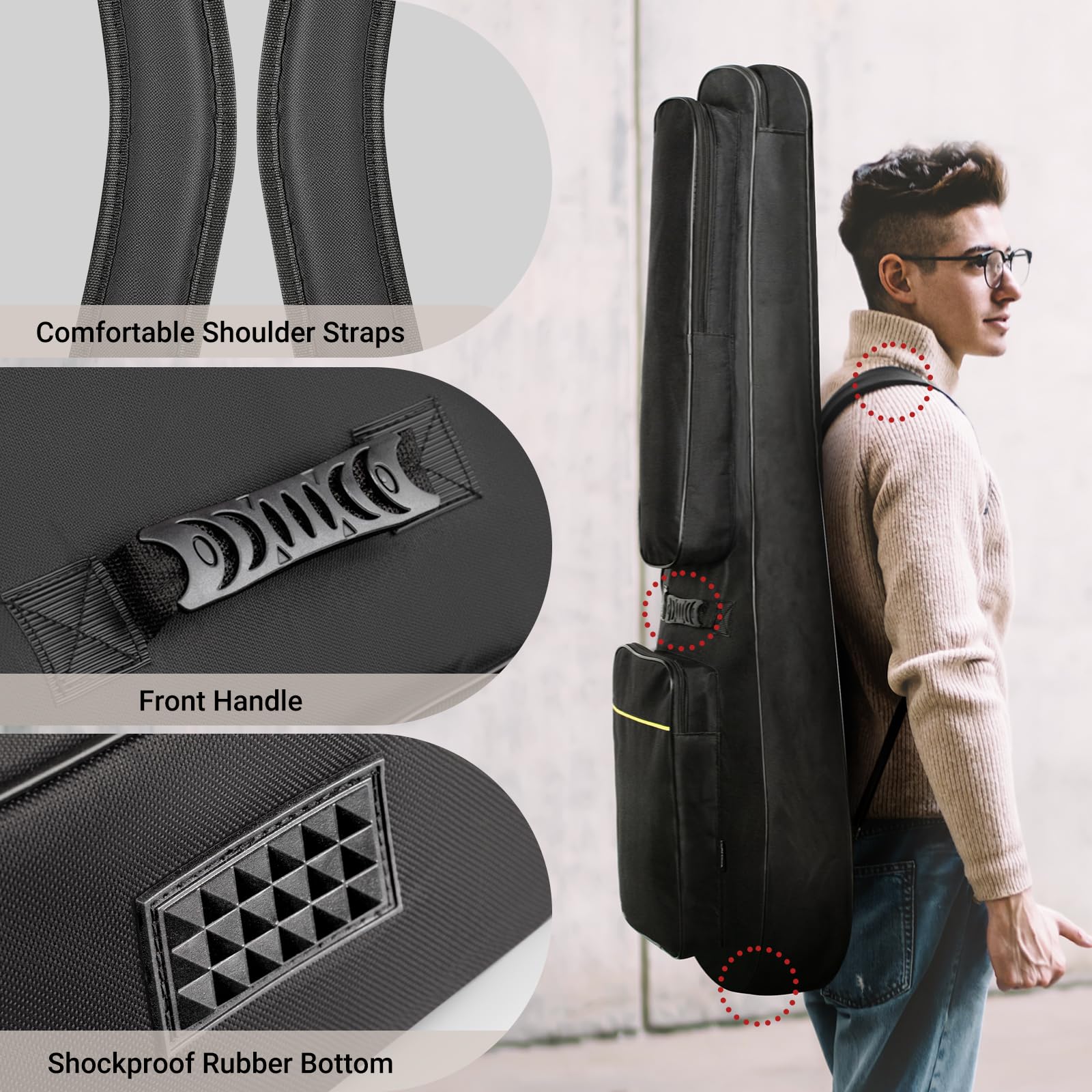 Cahaya Acoustic Guitar Case: Gig Bag Soft Padded 41 In Water-Resistent Guitar Backpack With Back Handle Loop And Large Top Pocke