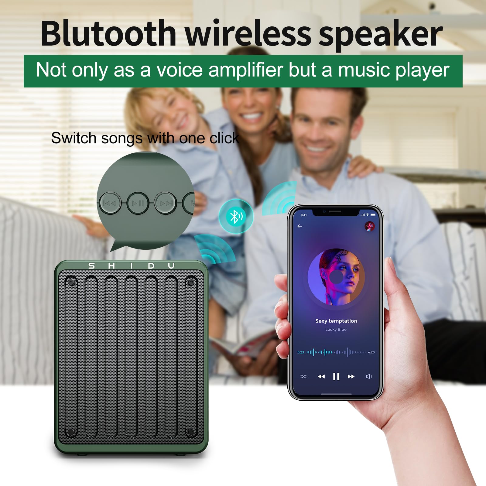 Shidu Bluetooth Voice Amplifier For Teachers, Portable Voice Amplifier With Wired Headset Microphone,Mini Personal Rechargeable
